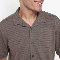 Structured Polyester Camp Collar Shirt