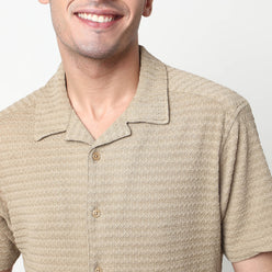Structured Polyester Camp Collar Shirt
