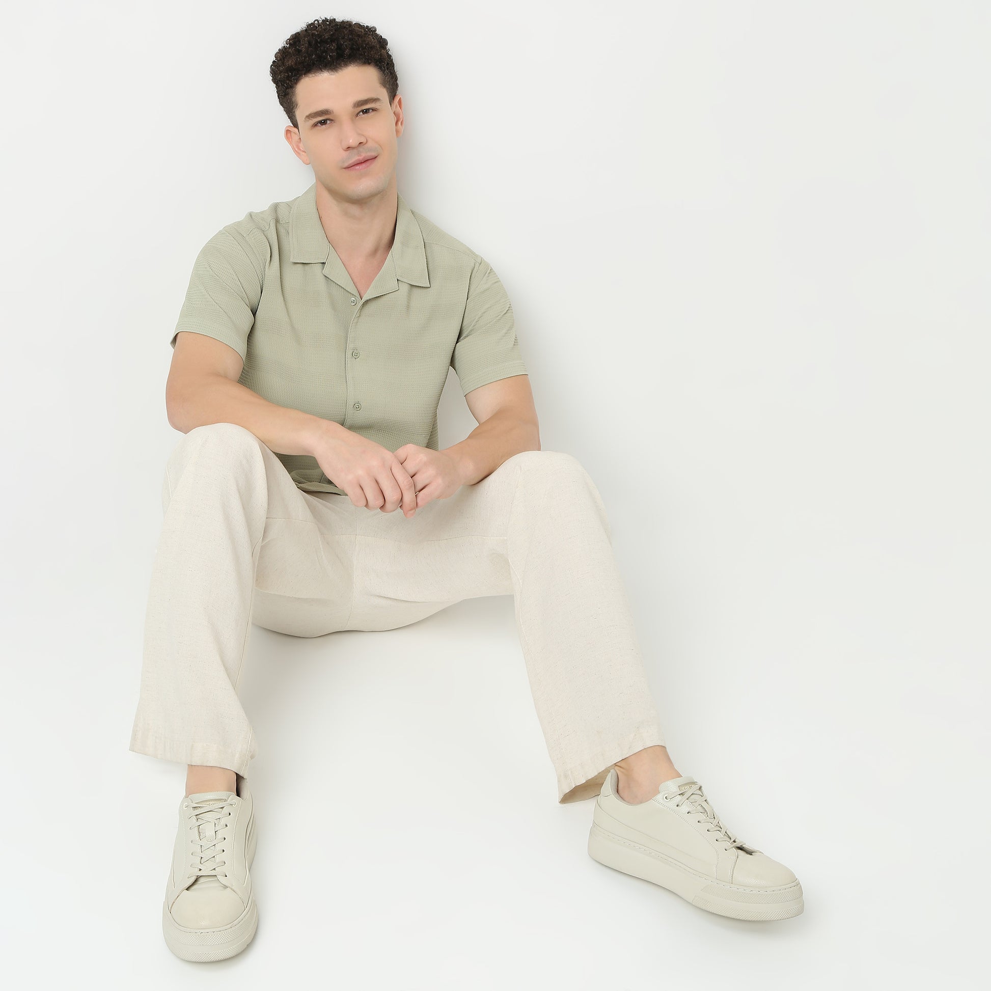 Half Sleeve Camp Collar Mood Shirt