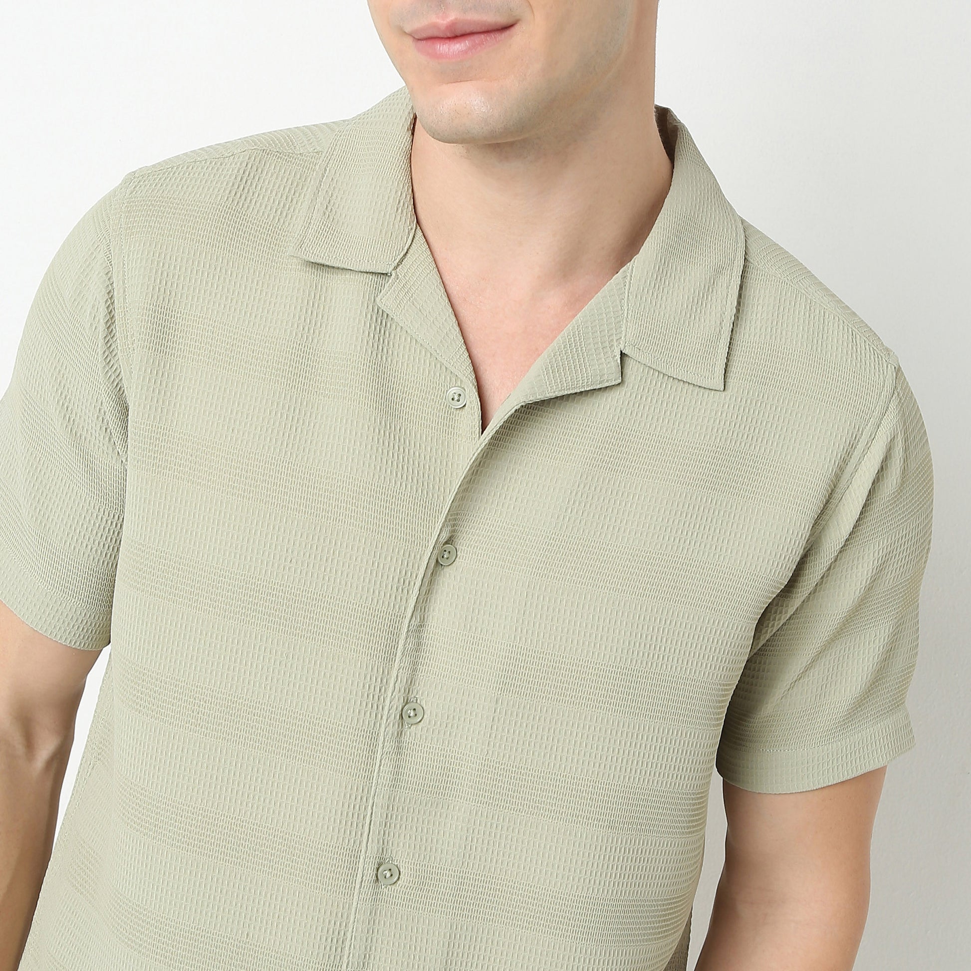 Half Sleeve Camp Collar Mood Shirt
