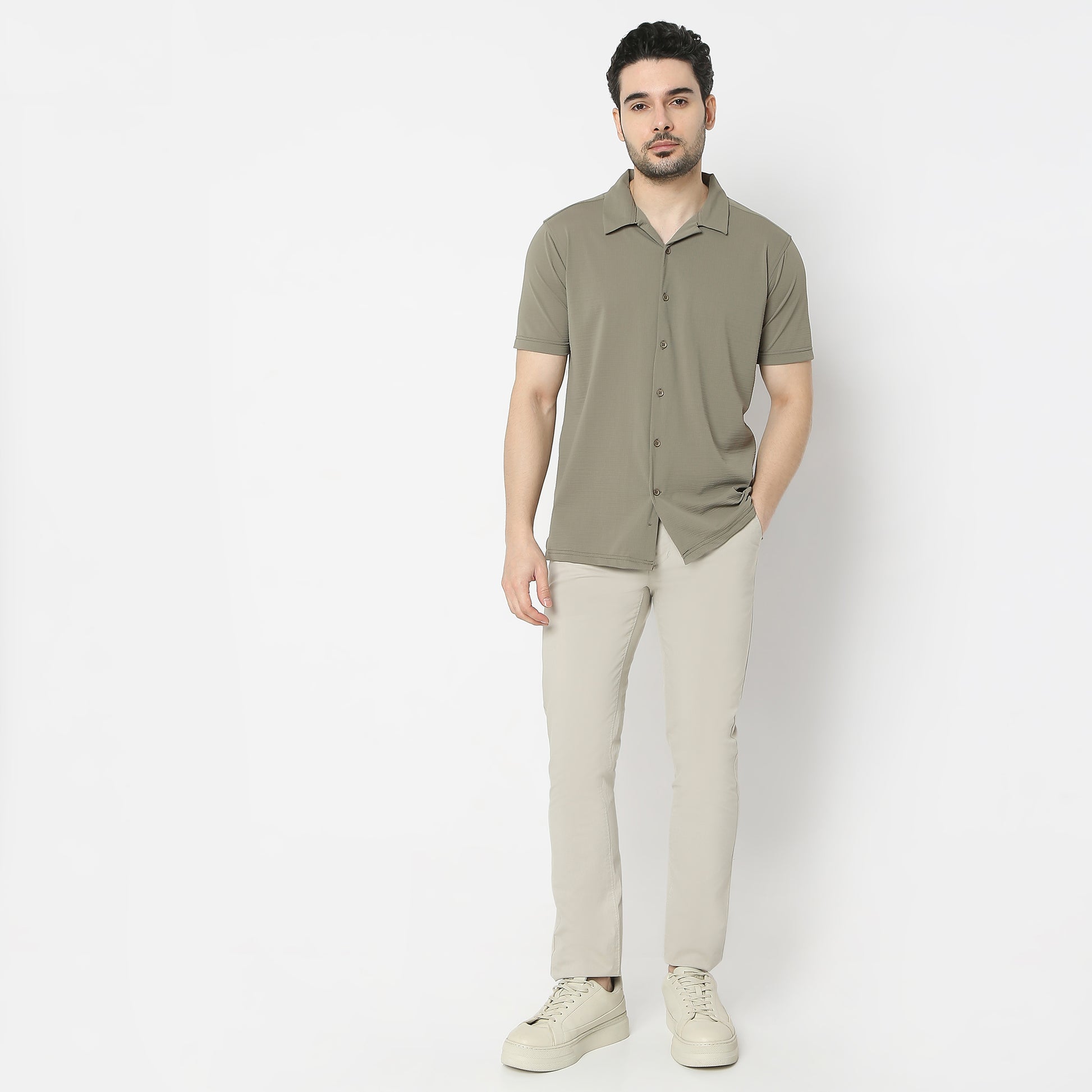 Regular Fit Printed Shirt Collar Regular Length Shirt