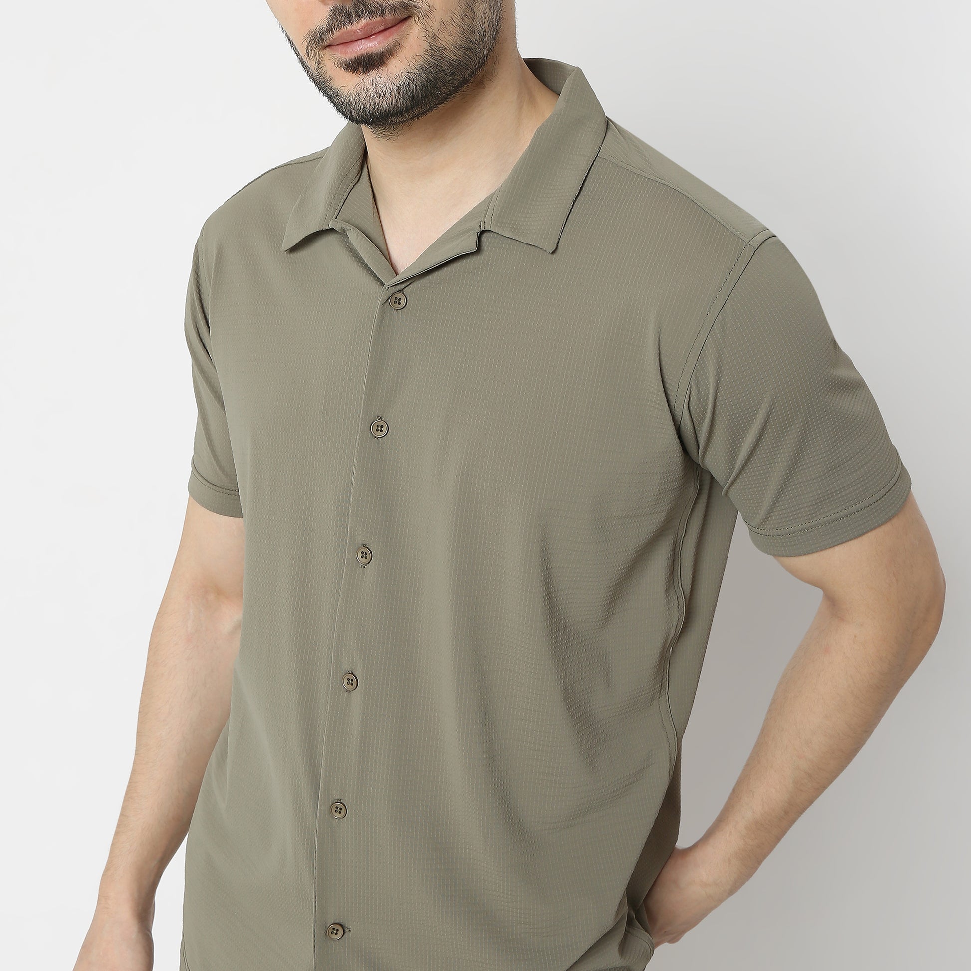 Regular Fit Printed Shirt Collar Regular Length Shirt