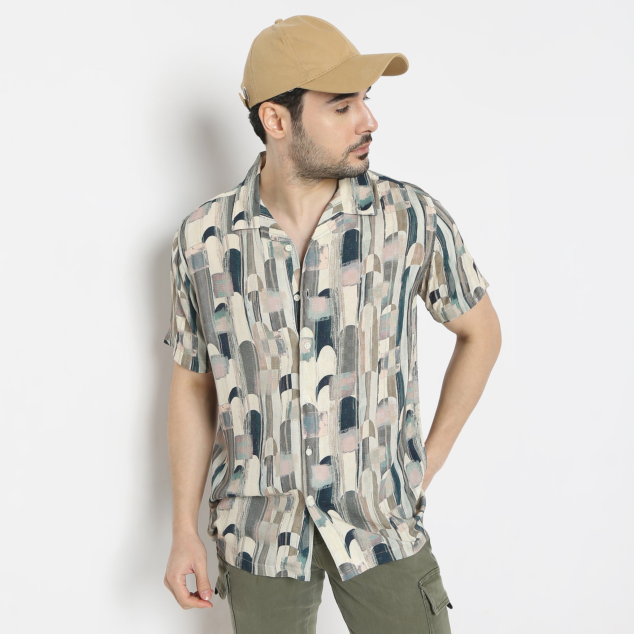 Regular Fit Printed Camp Collar Regular Length Shirt