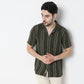 Regular Fit Striped Camp Collar Shirt