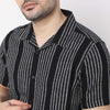 Striped Camp Collar Modern Smart Mood Half Sleeve Shirt