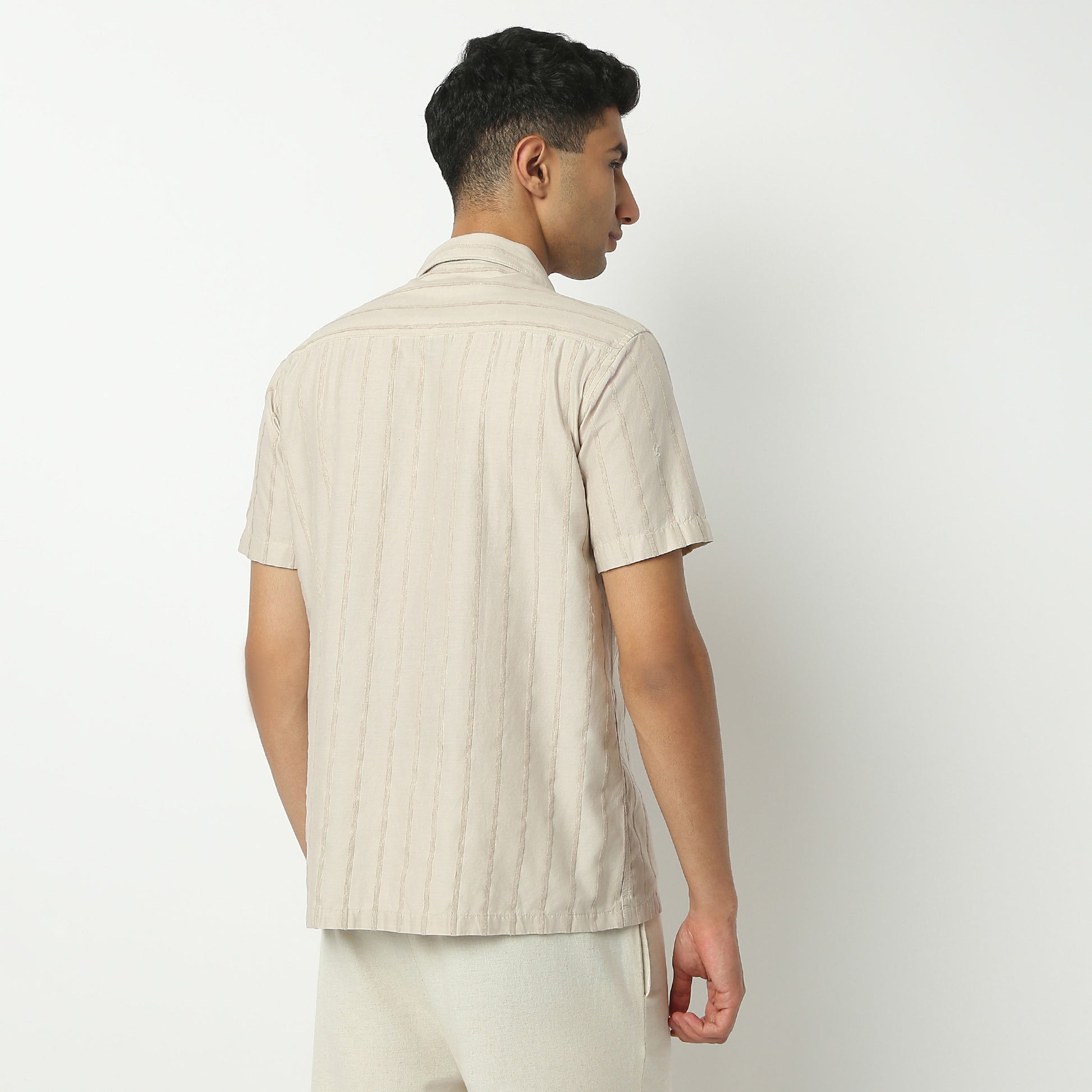 Regular Fit Solid Camp Collar Shirt