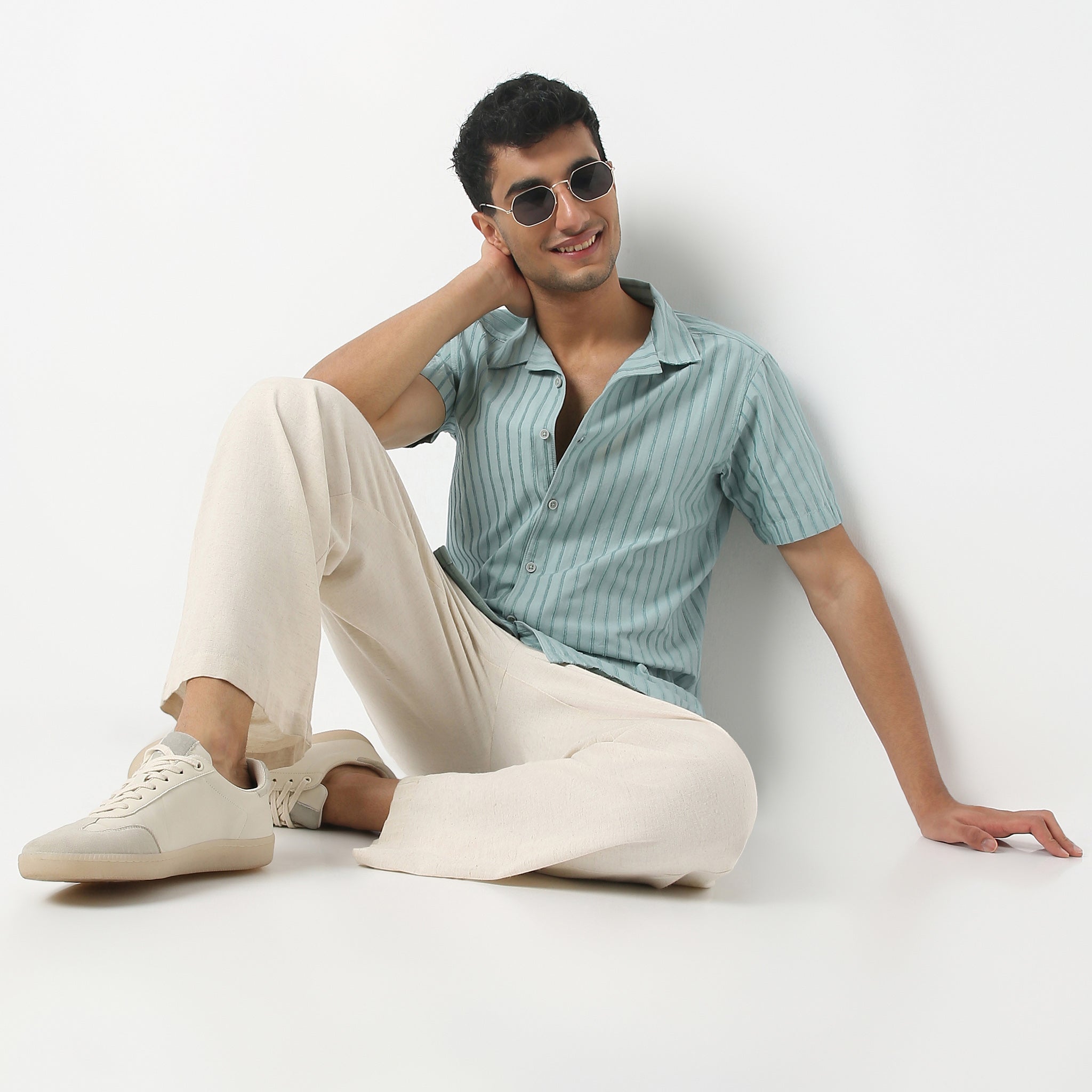 Regular Fit Solid Camp Collar Shirt