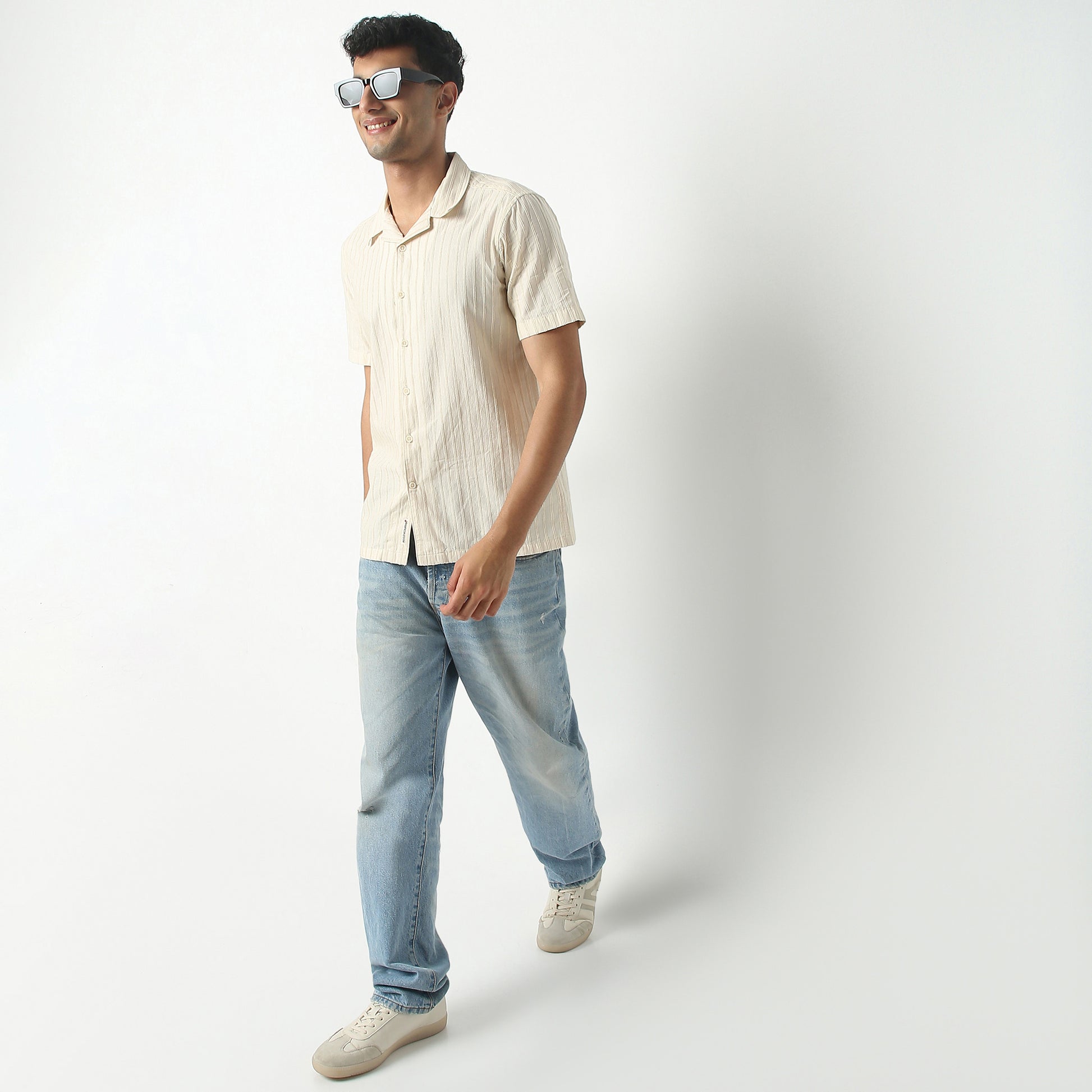 Regular Fit Solid Camp Collar Shirt