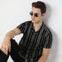 Striped Modern Smart Mood Camp Collar Half Sleeve Shirt