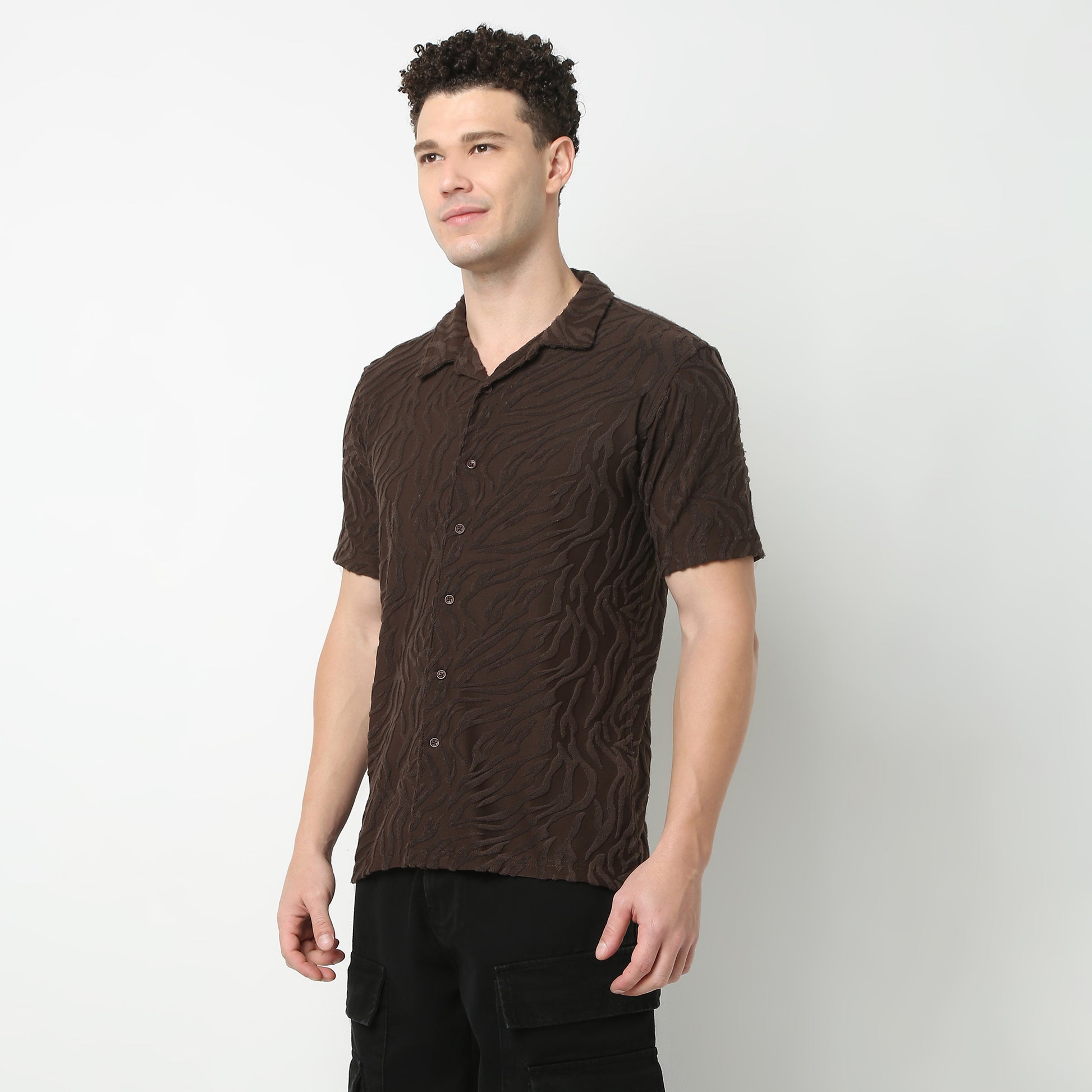 Half Sleeve Textured Cuban Shirt