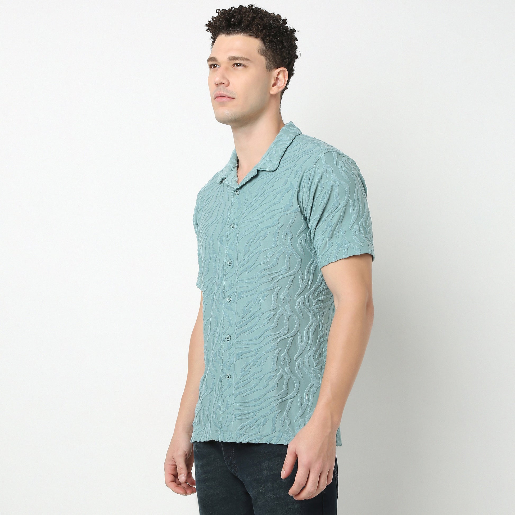 Half Sleeve Textured Cuban Shirt