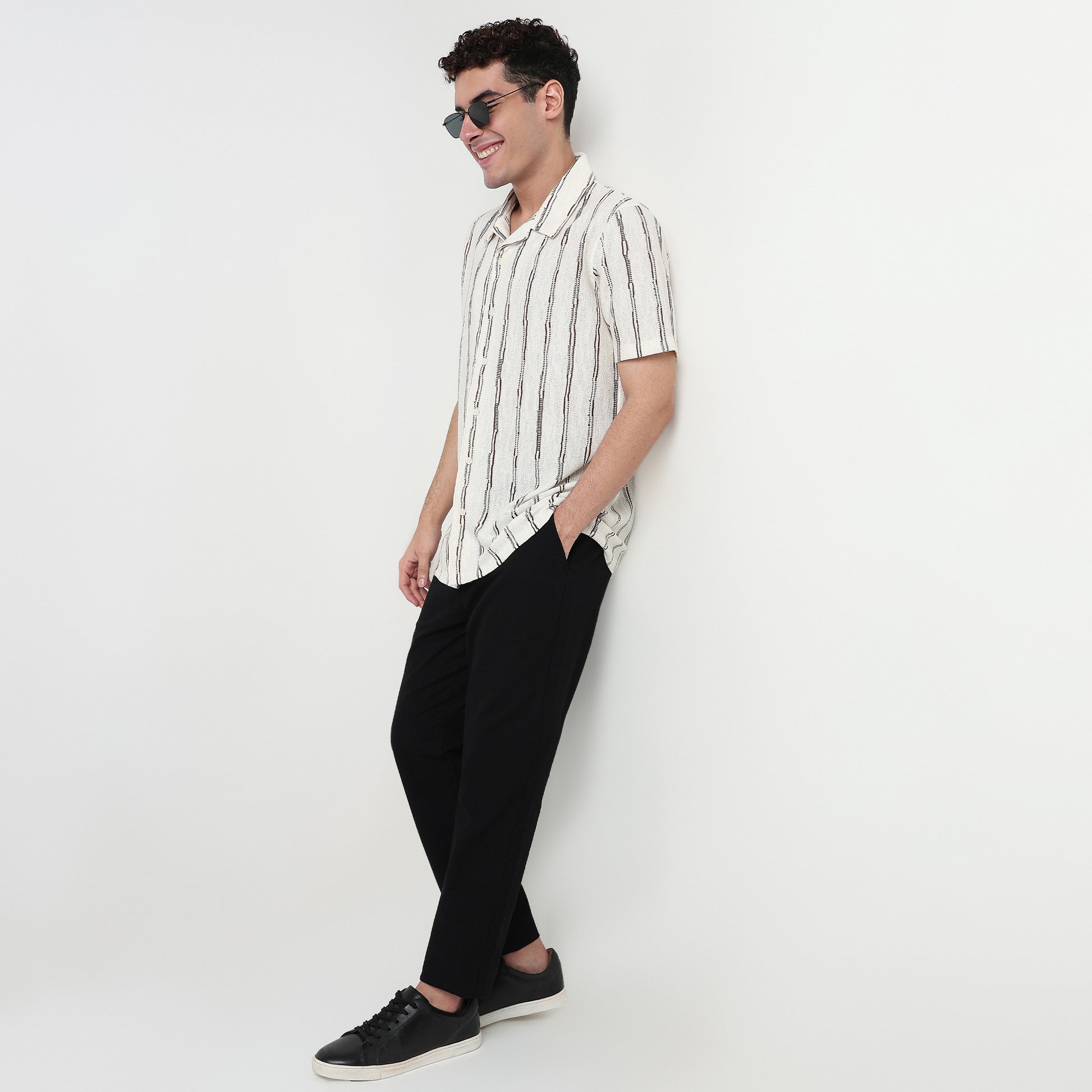 Buy Men Regular Fit Striped Half Sleeve Shirt  - Style Union