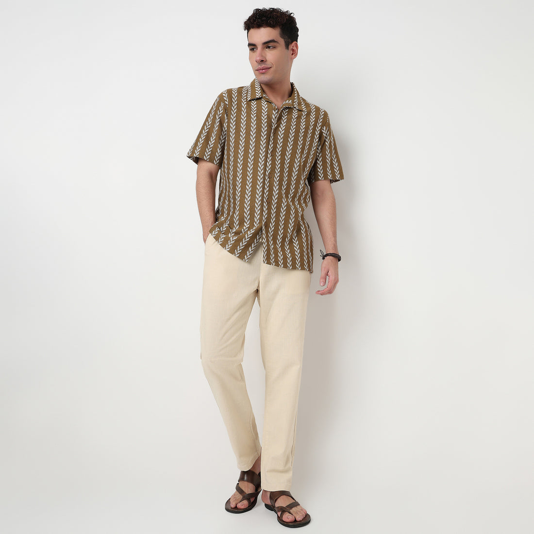 Buy Men Regular Fit Structured Half Sleeve Shirt  - Style Union