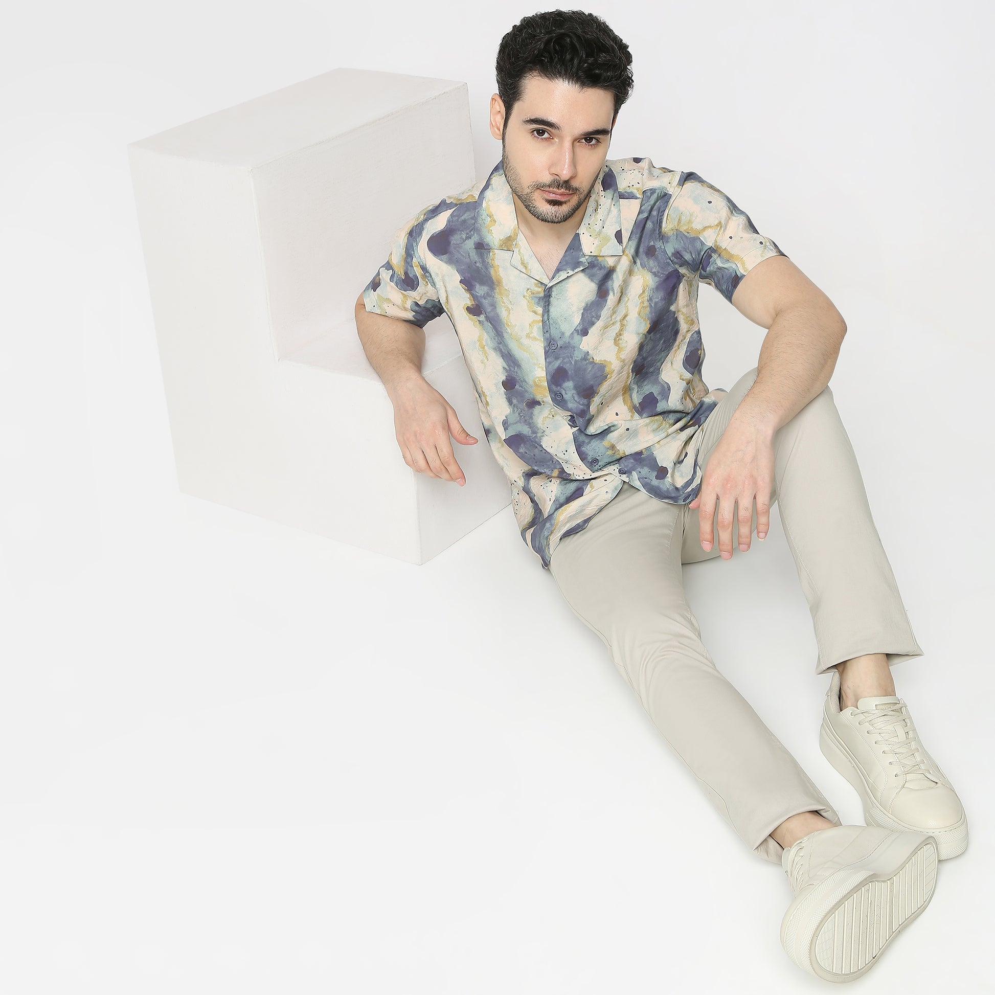 Regular Fit Printed Camp Collar Regular Length Shirt