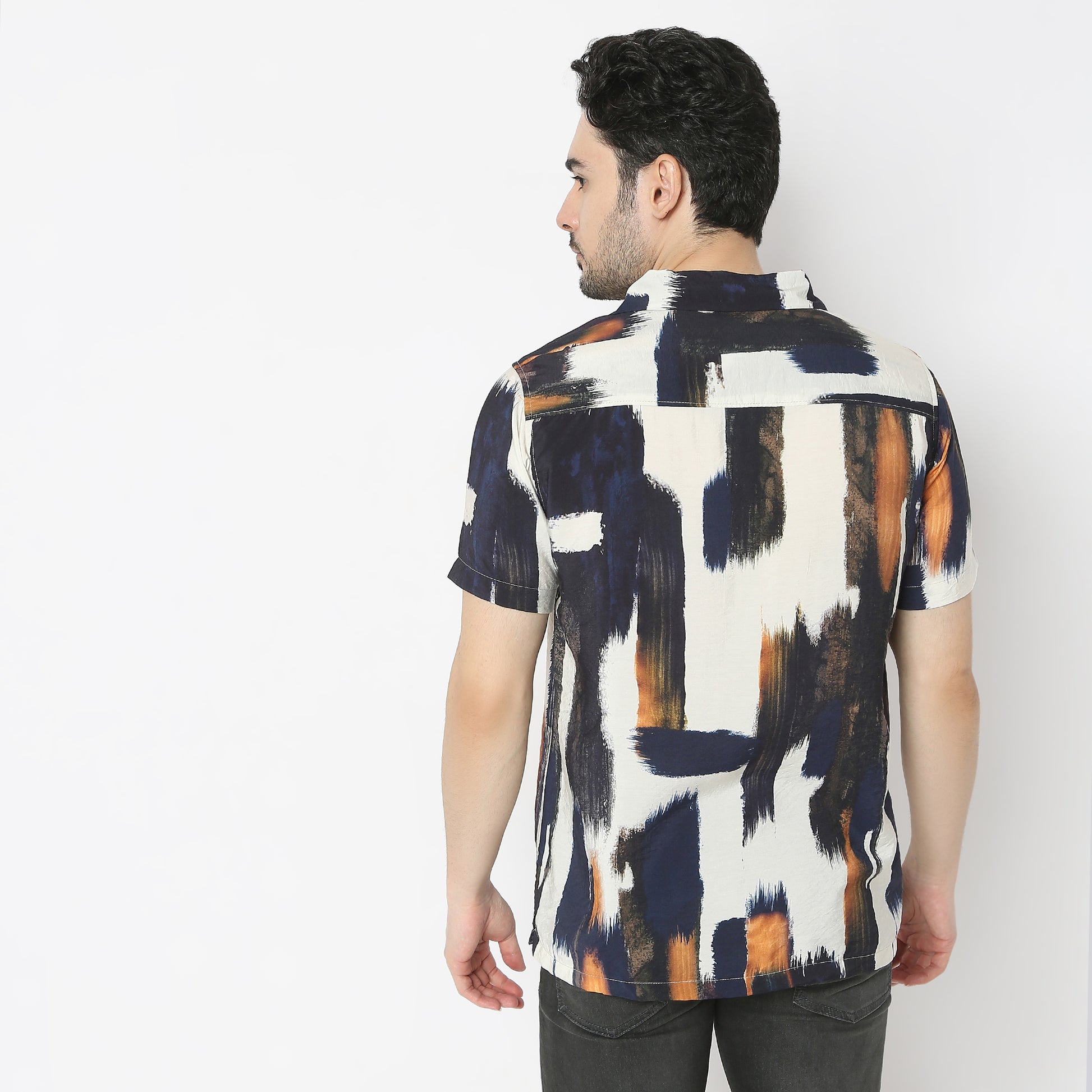 Regular Fit Printed Camp Collar Regular Length Shirt