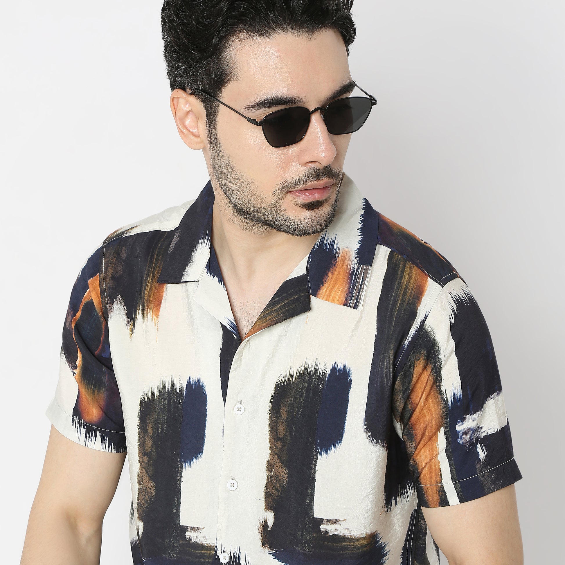 Regular Fit Printed Camp Collar Regular Length Shirt