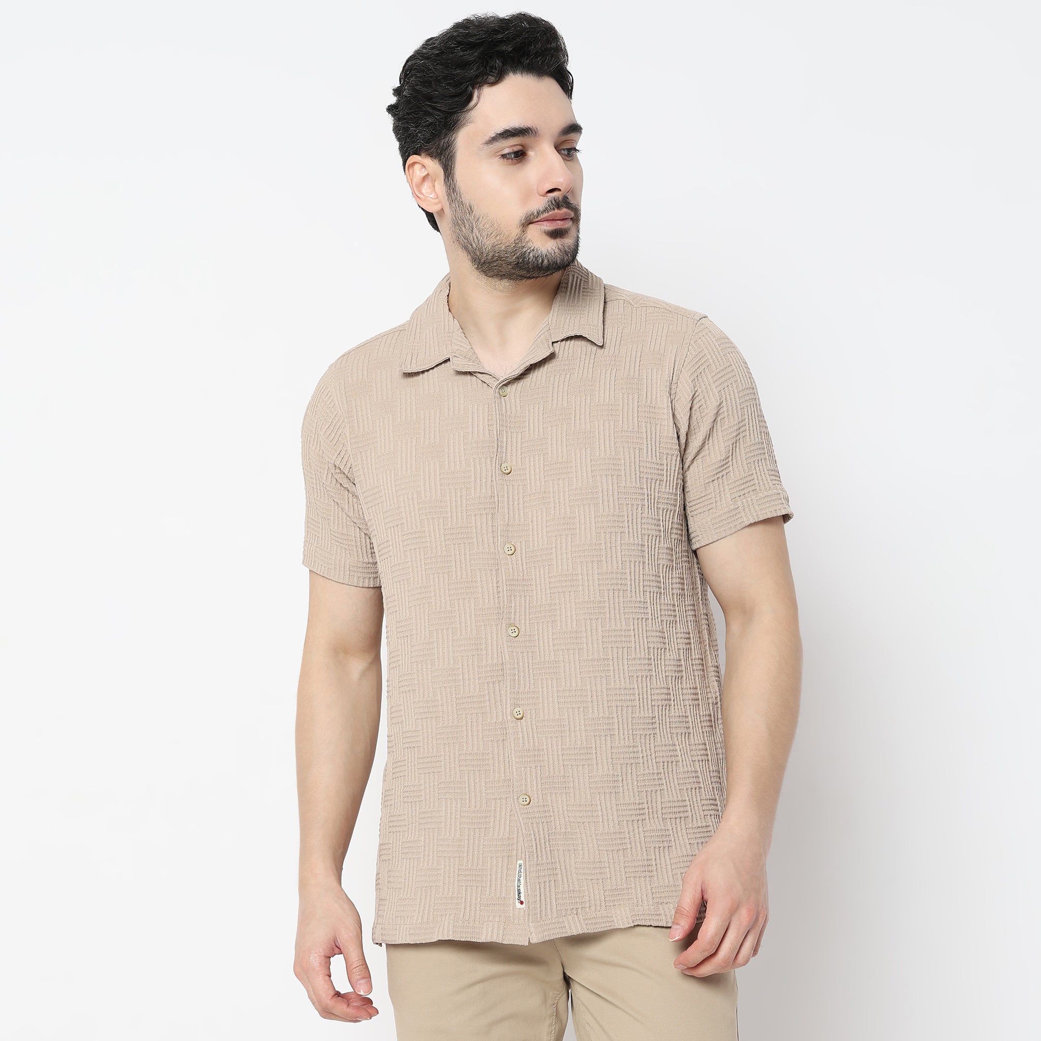 Regular Fit Solid Shirt Collar Shirt