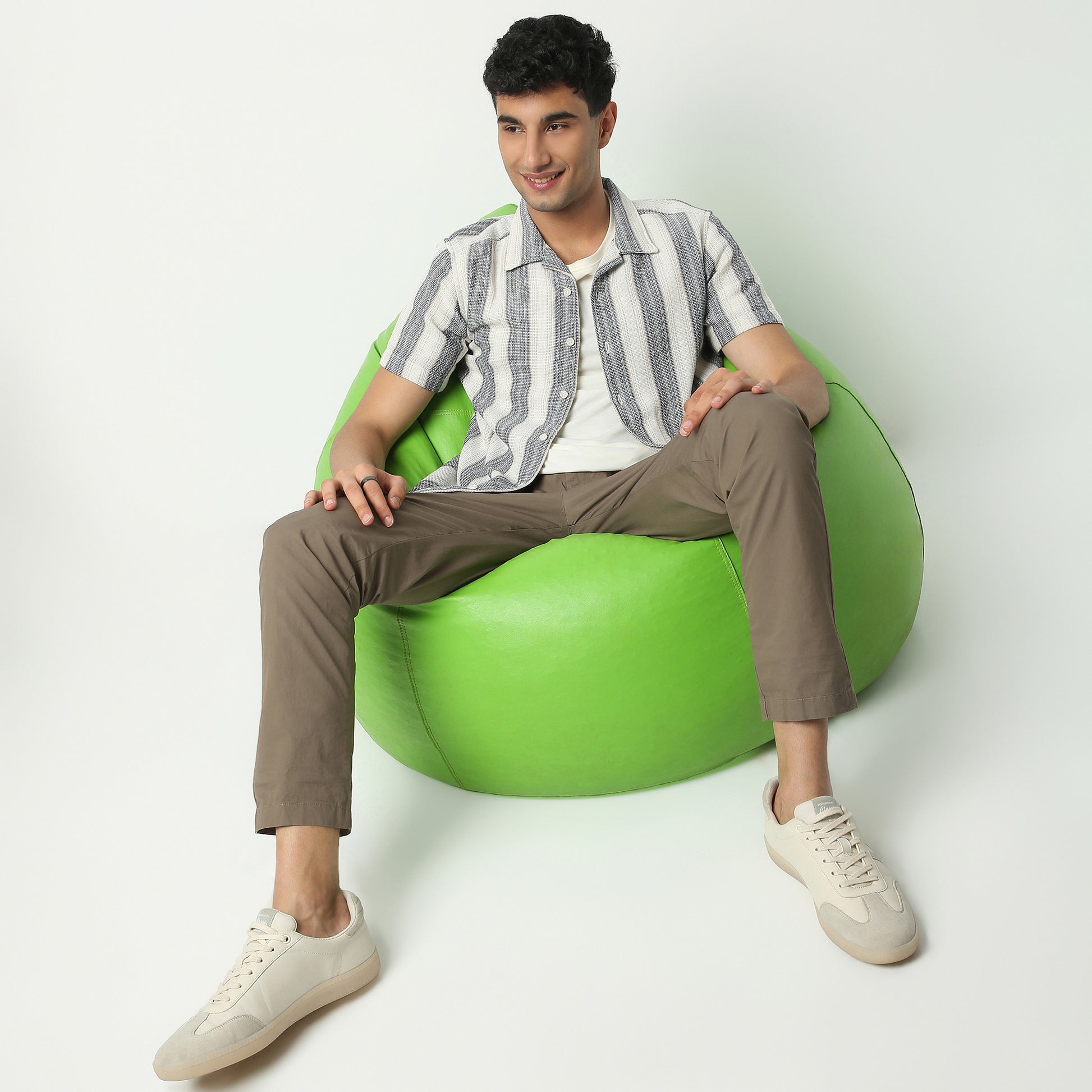 Regular Fit Striped Camp Collar Regular Length Shirt