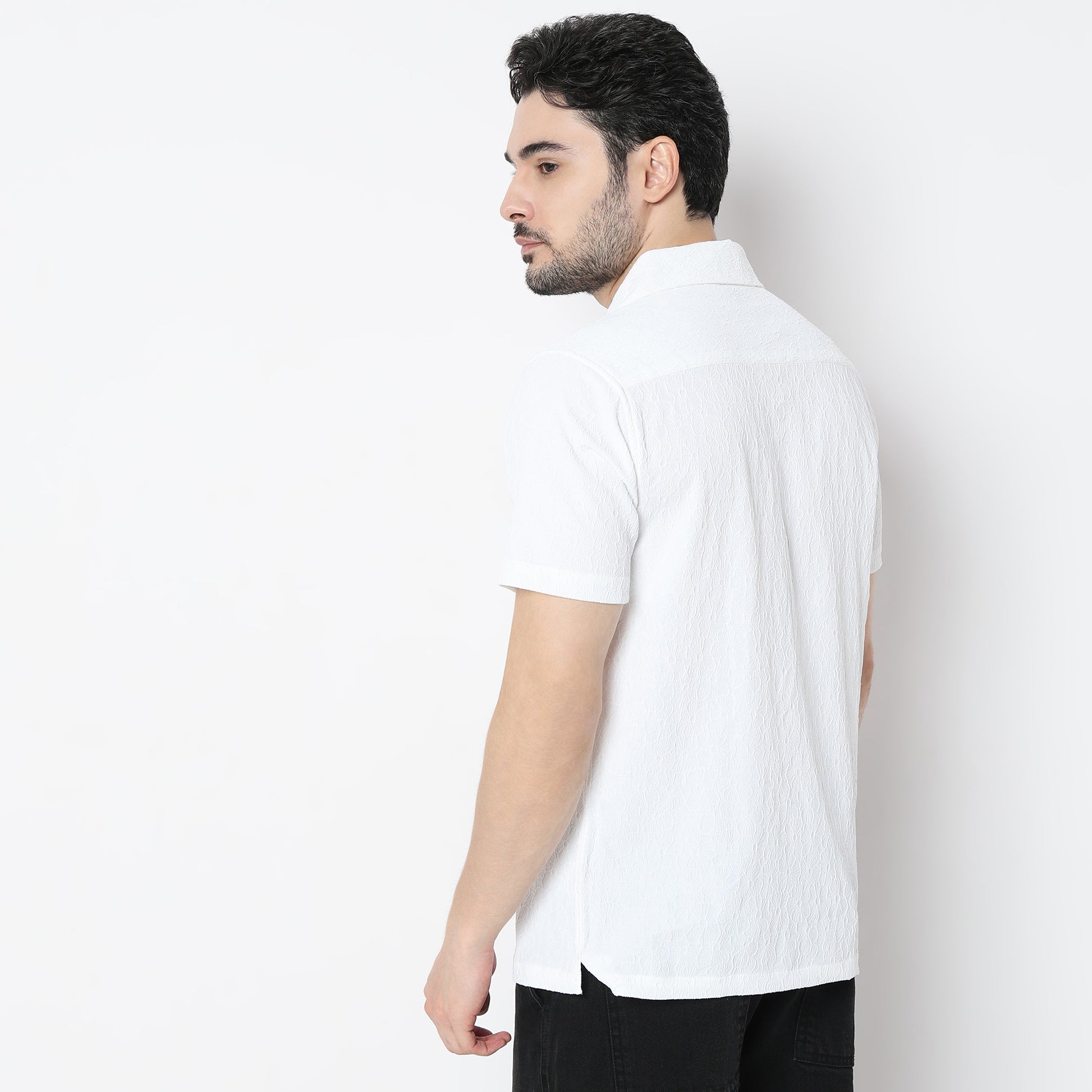 Regular Fit Solid Shirt Collar Shirt