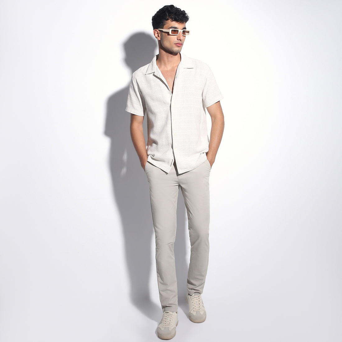 Regular Fit Solid Camp Collar Regular Length Shirt