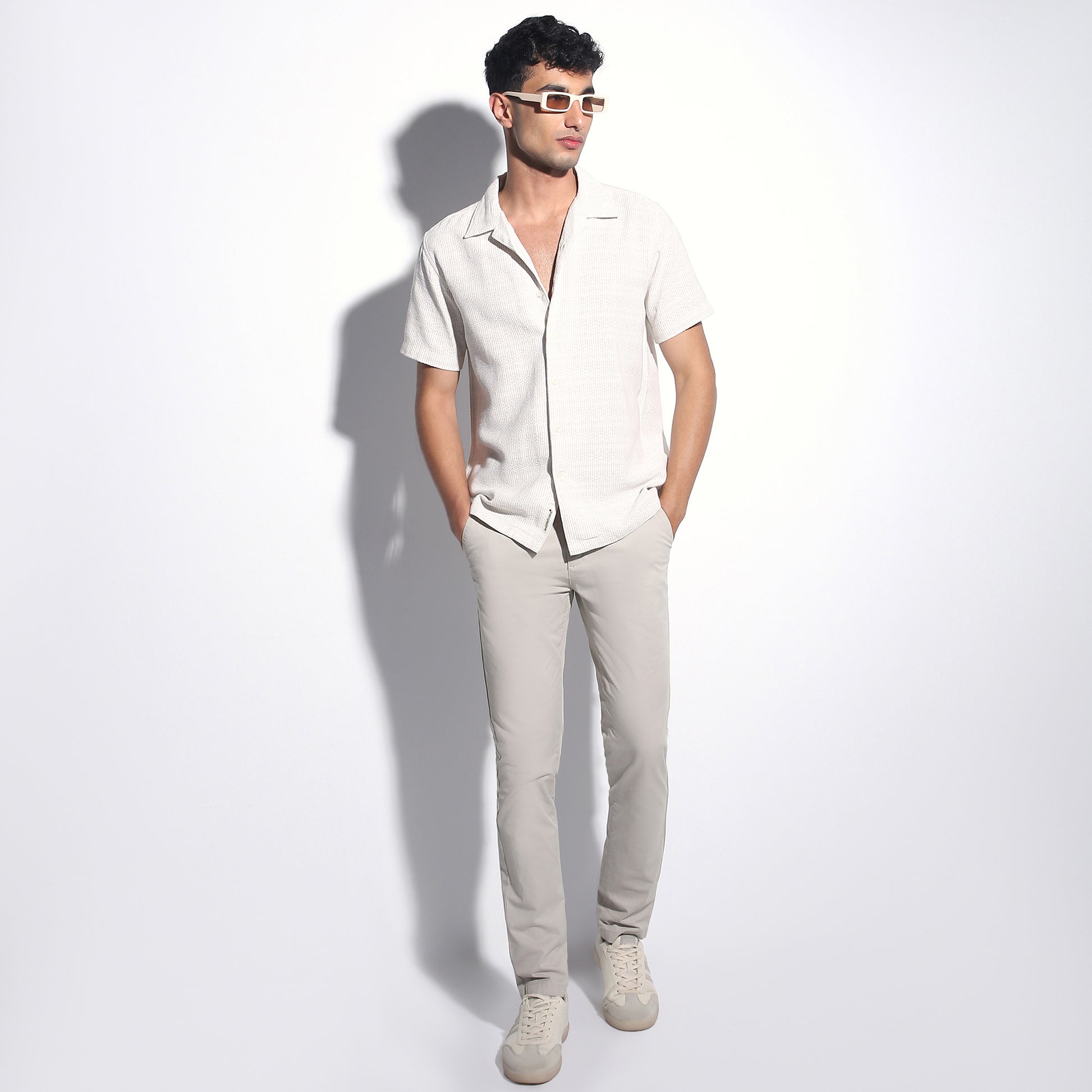 Regular Fit Solid Camp Collar Regular Length Shirt