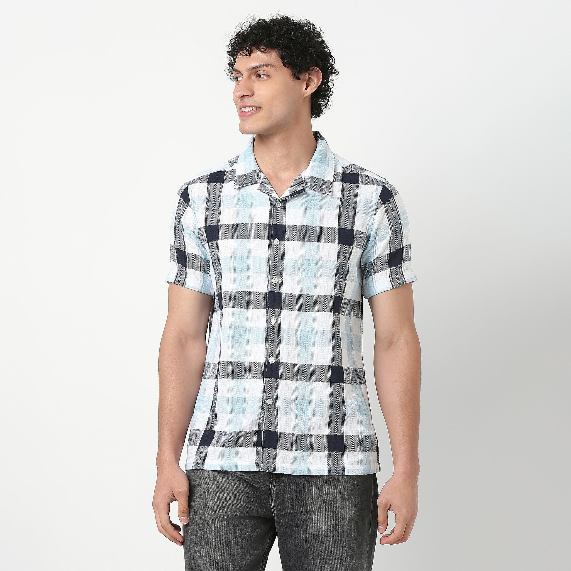 Mens Checkered Cuban Shirt