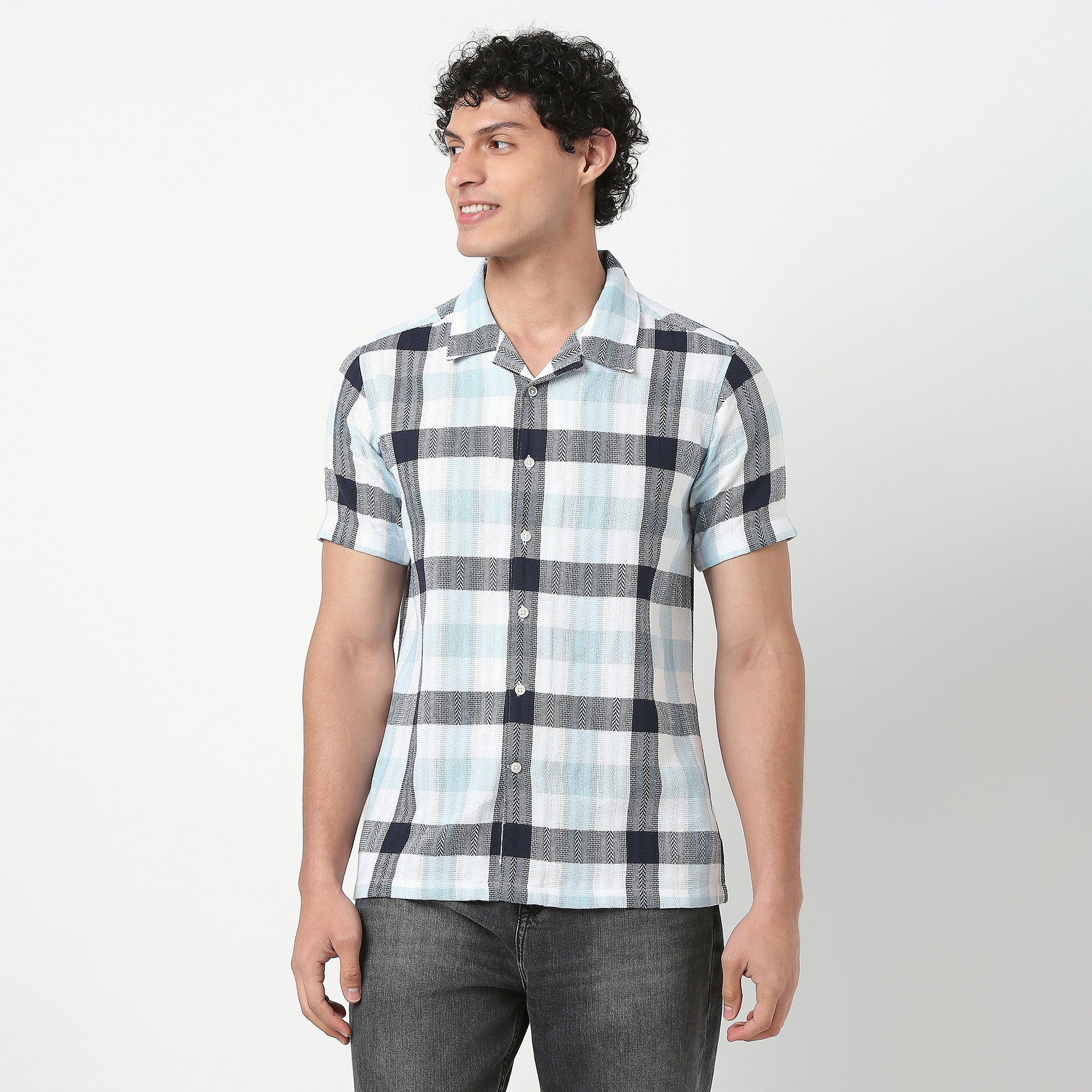 Mens Checkered Cuban Shirt