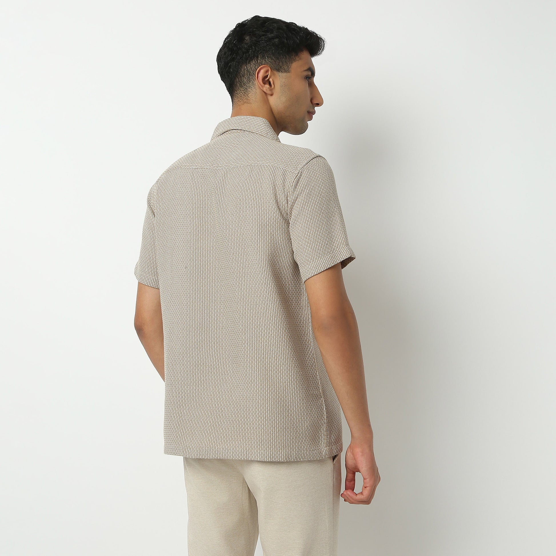 Regular Fit Solid Camp Collar Shirt