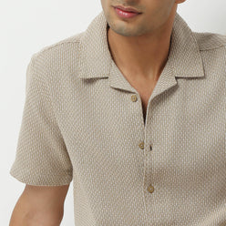 Regular Fit Solid Camp Collar Shirt