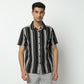 Regular Fit Striped Camp Collar Shirt