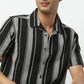 Regular Fit Striped Camp Collar Shirt