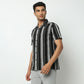 Regular Fit Striped Camp Collar Shirt