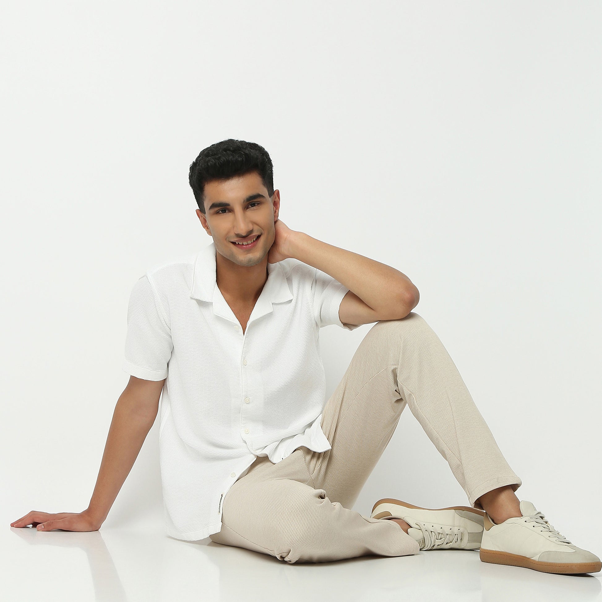 Regular Fit Solid Camp Collar Shirt