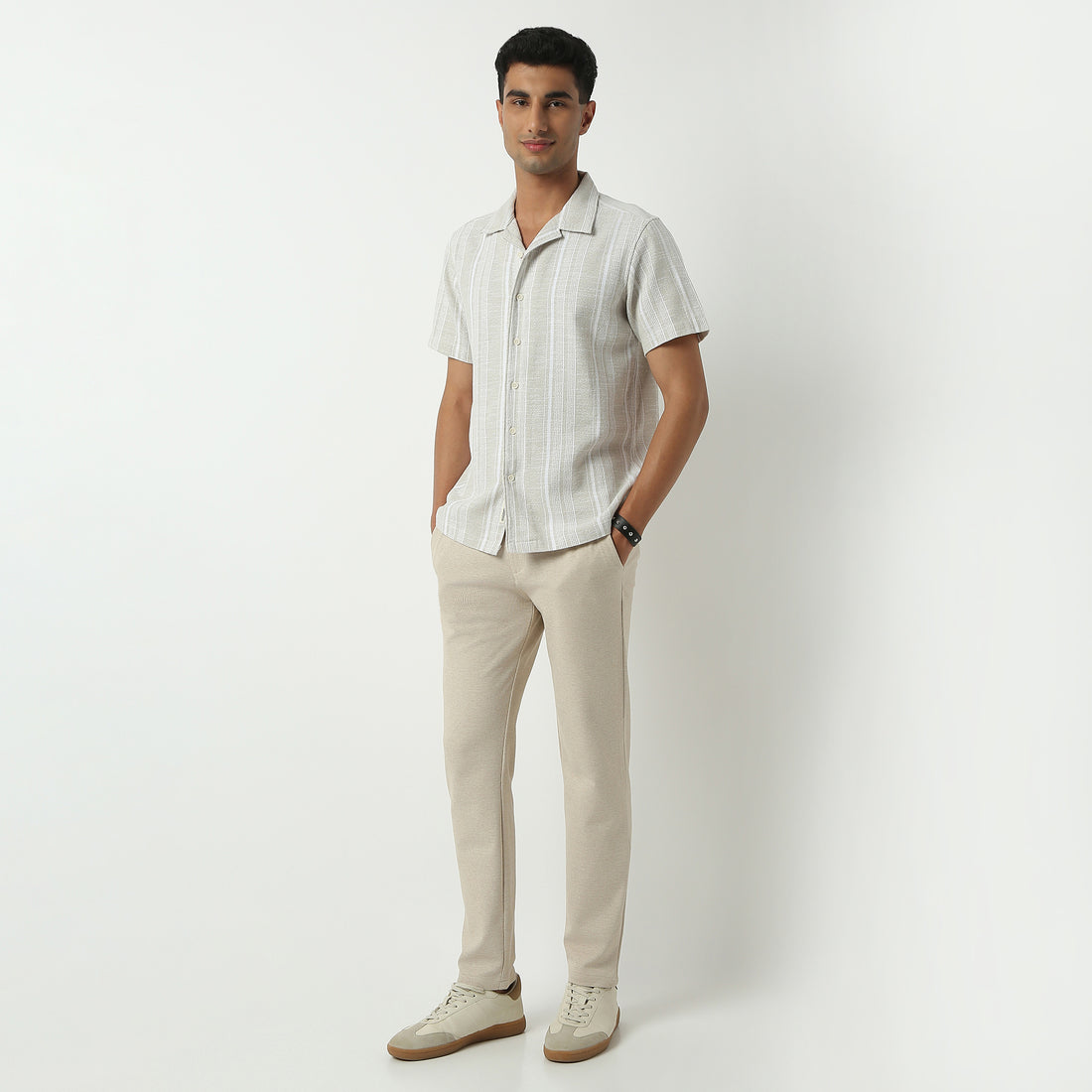 Regular Fit Solid Camp Collar Shirt