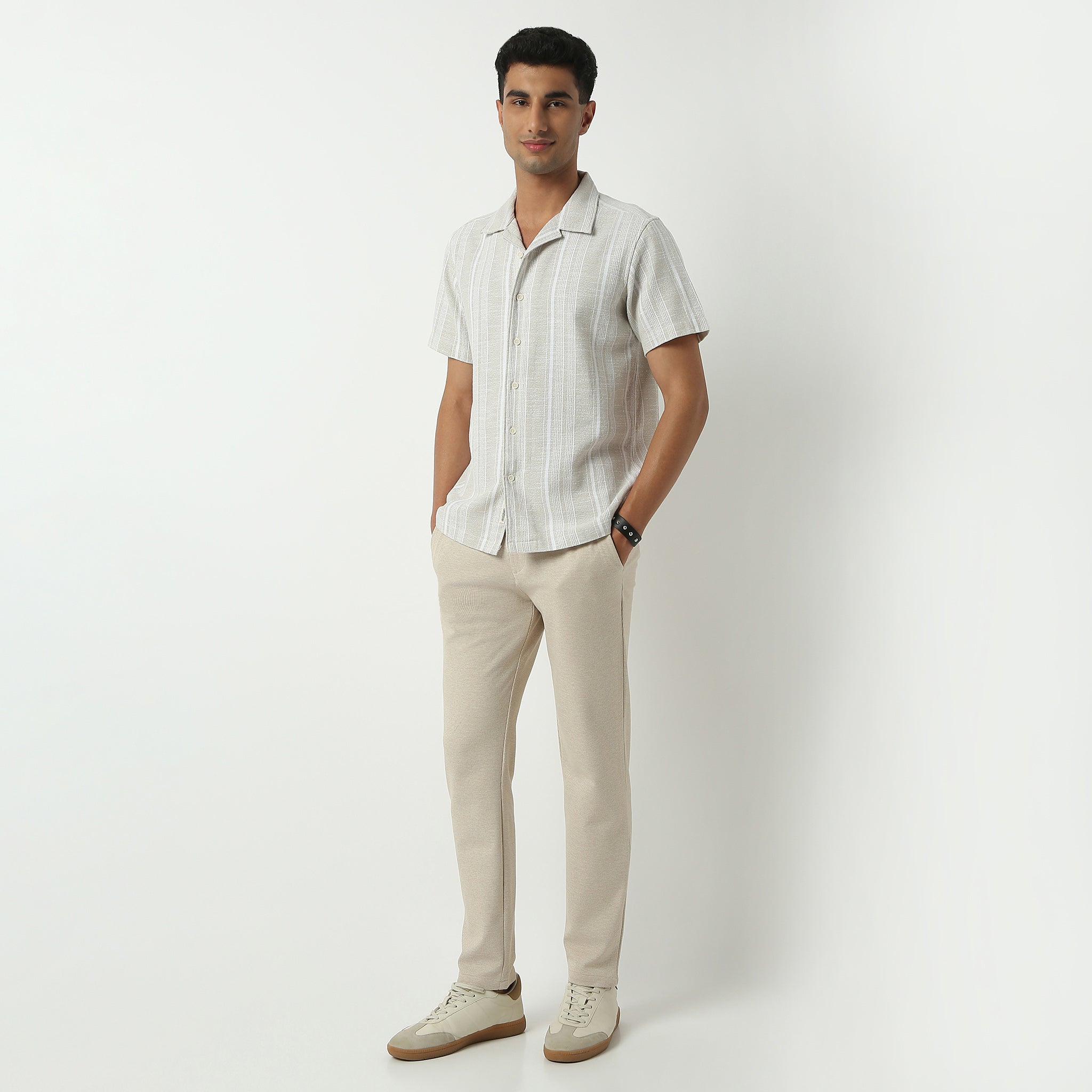 Regular Fit Solid Camp Collar Shirt