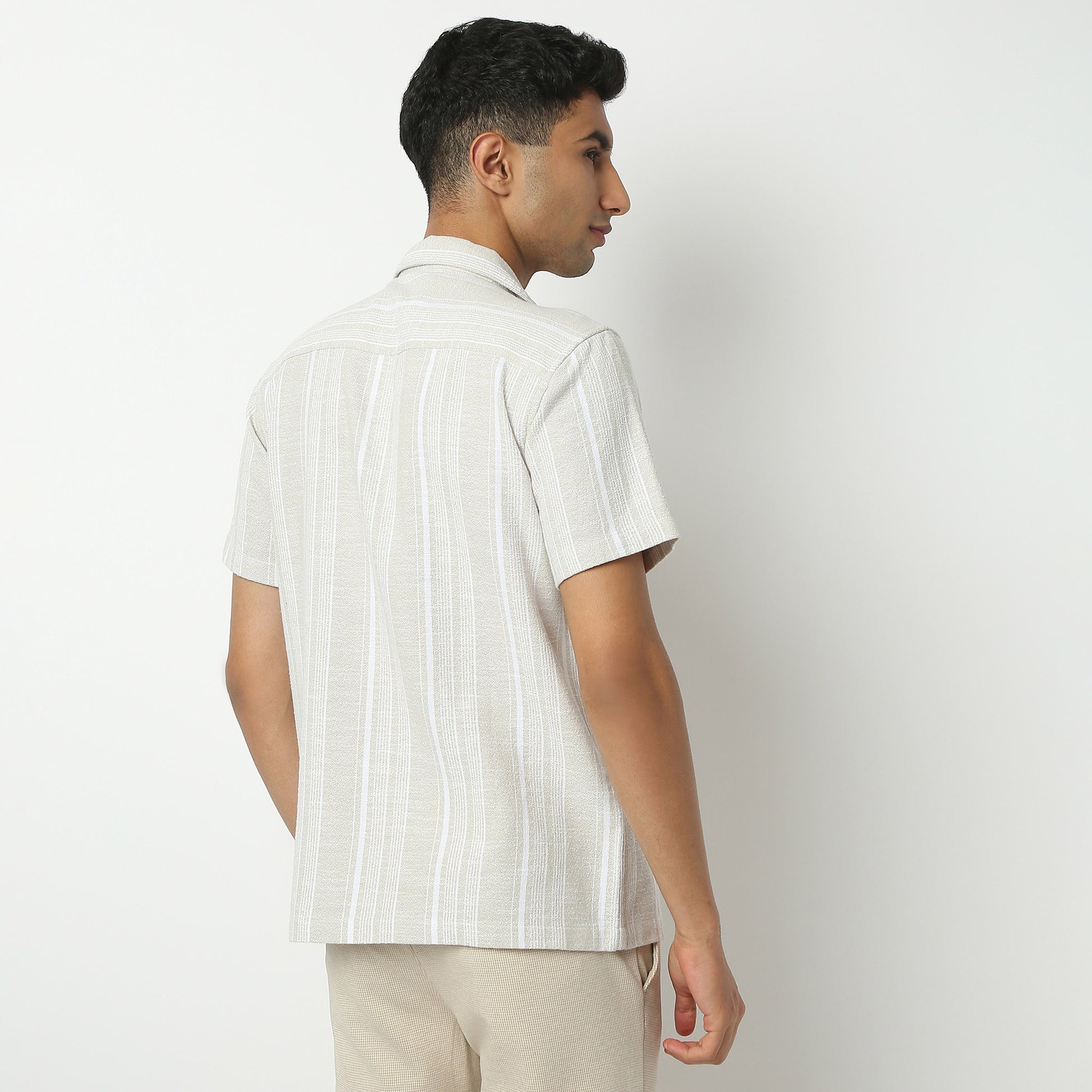 Regular Fit Solid Camp Collar Shirt