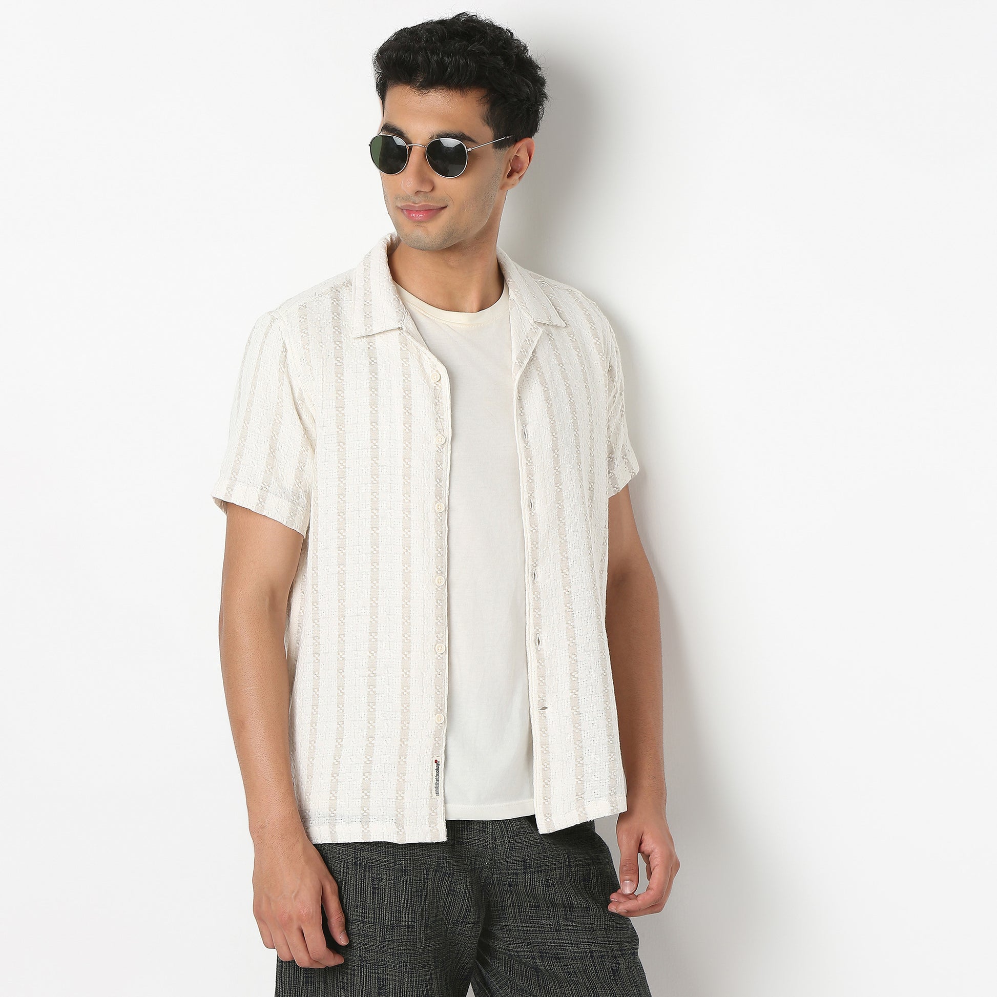 Camp Collar Striped Mood Shirt