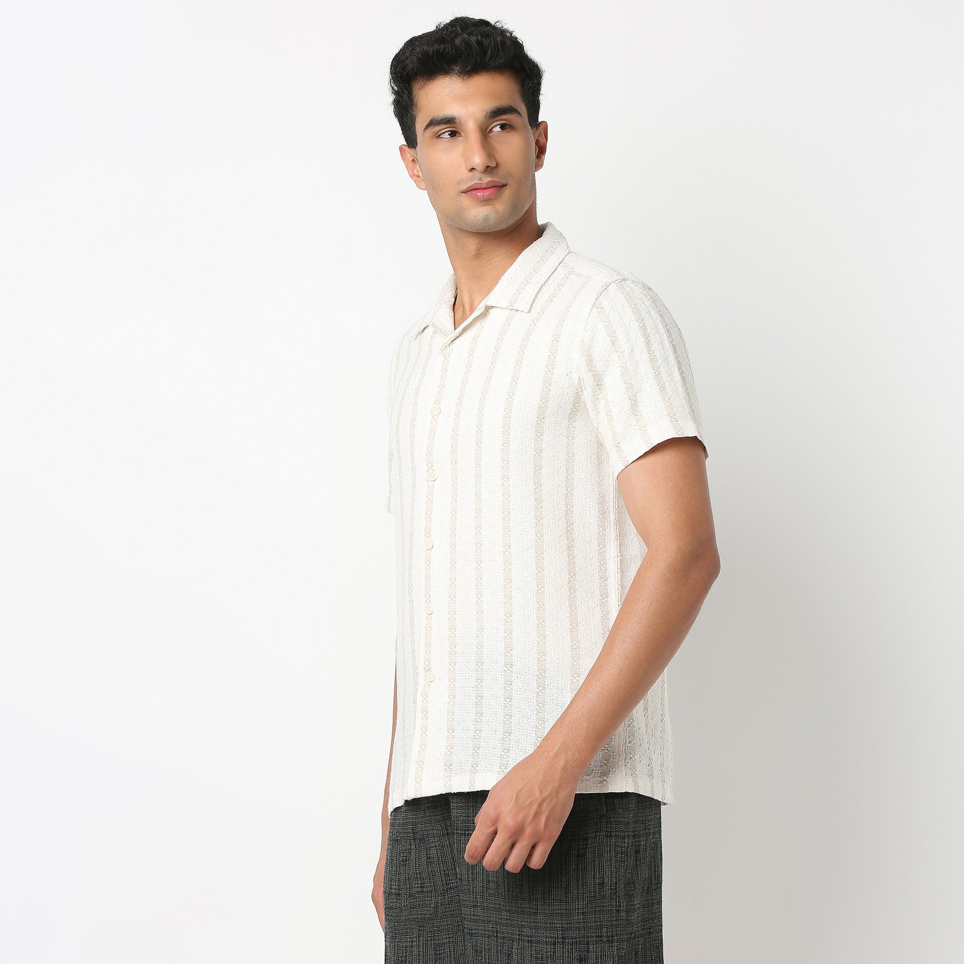 Camp Collar Striped Mood Shirt