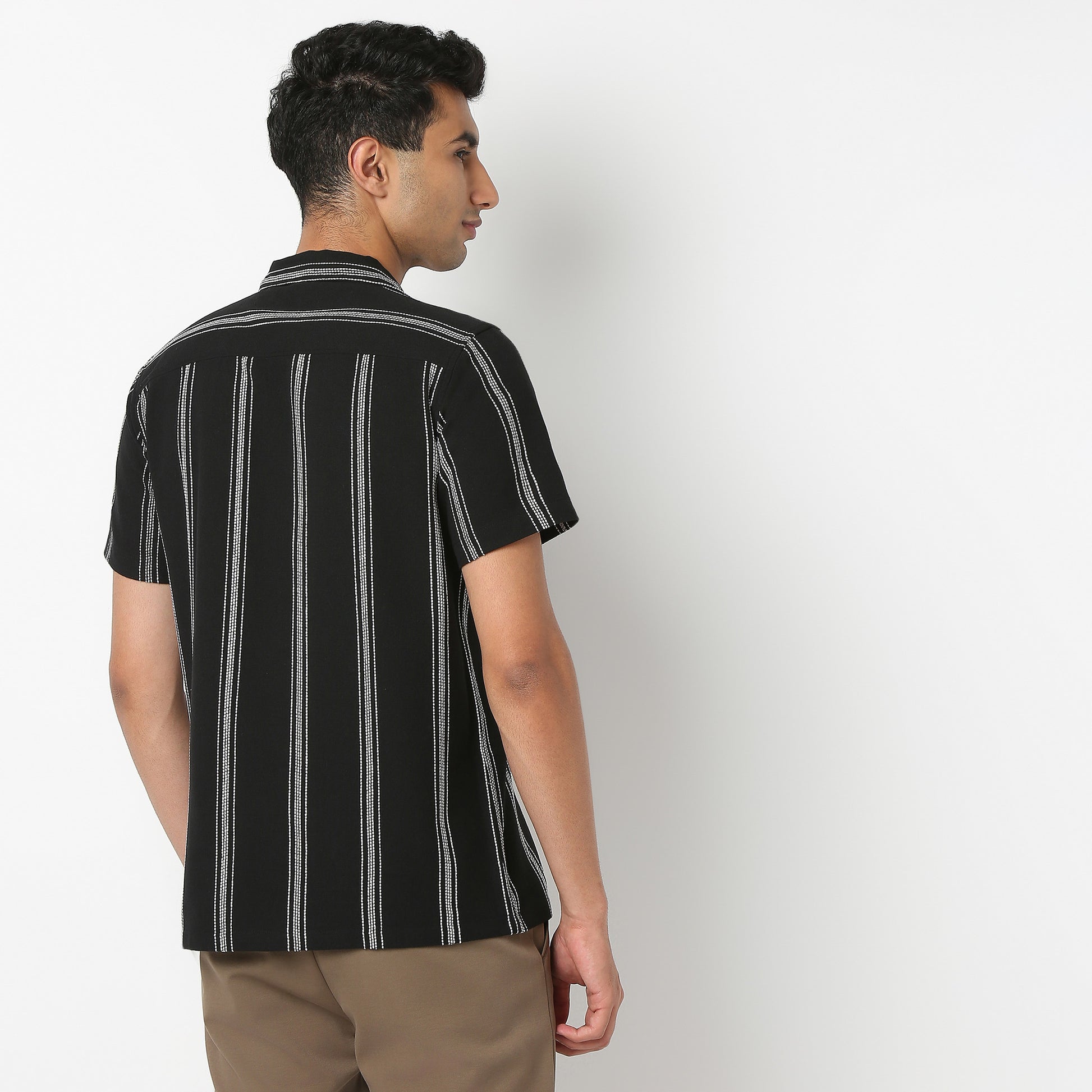 Camp Collar Striped Mood Shirt