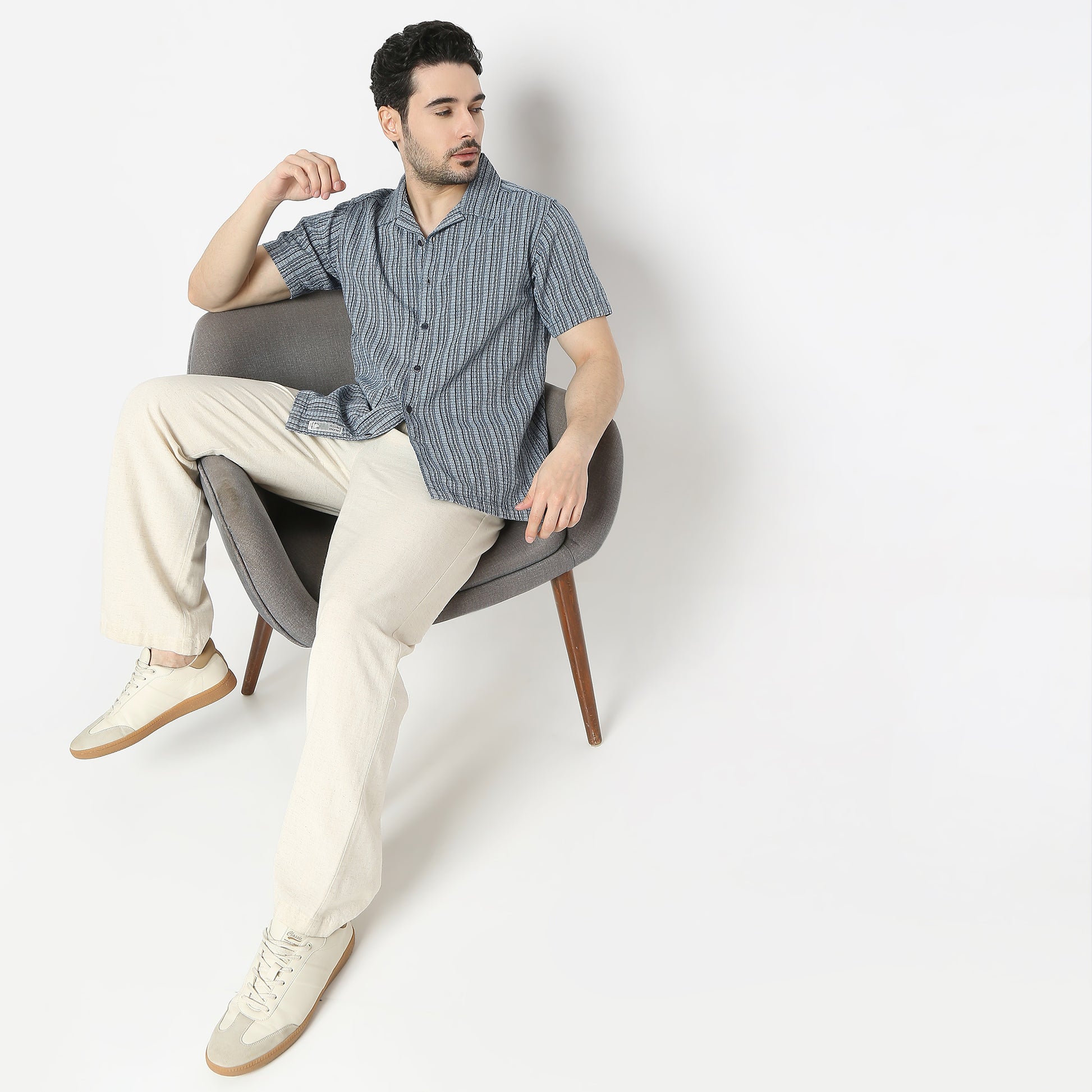 Regular Fit Checkered Camp Collar Regular Length Shirt