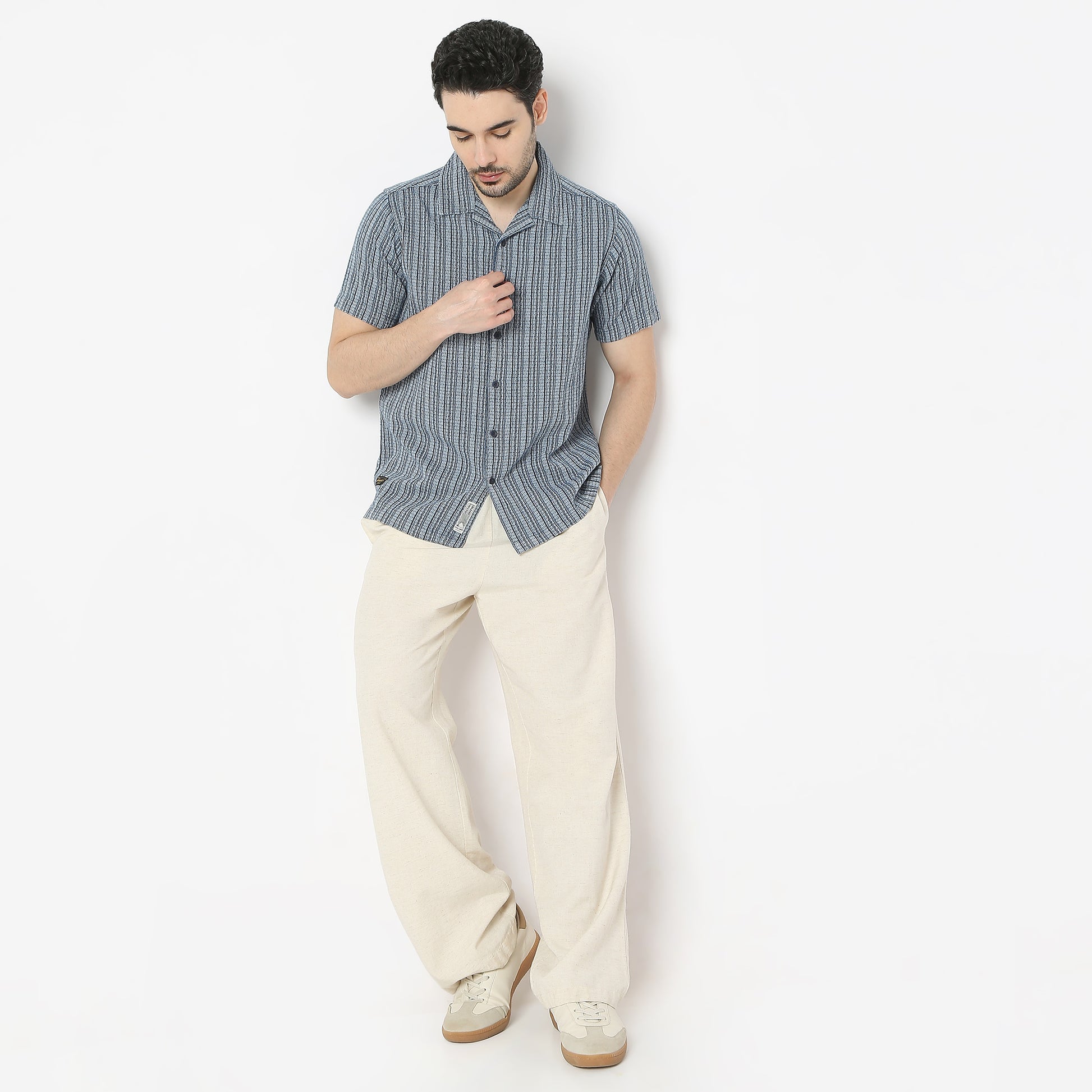 Regular Fit Checkered Camp Collar Regular Length Shirt