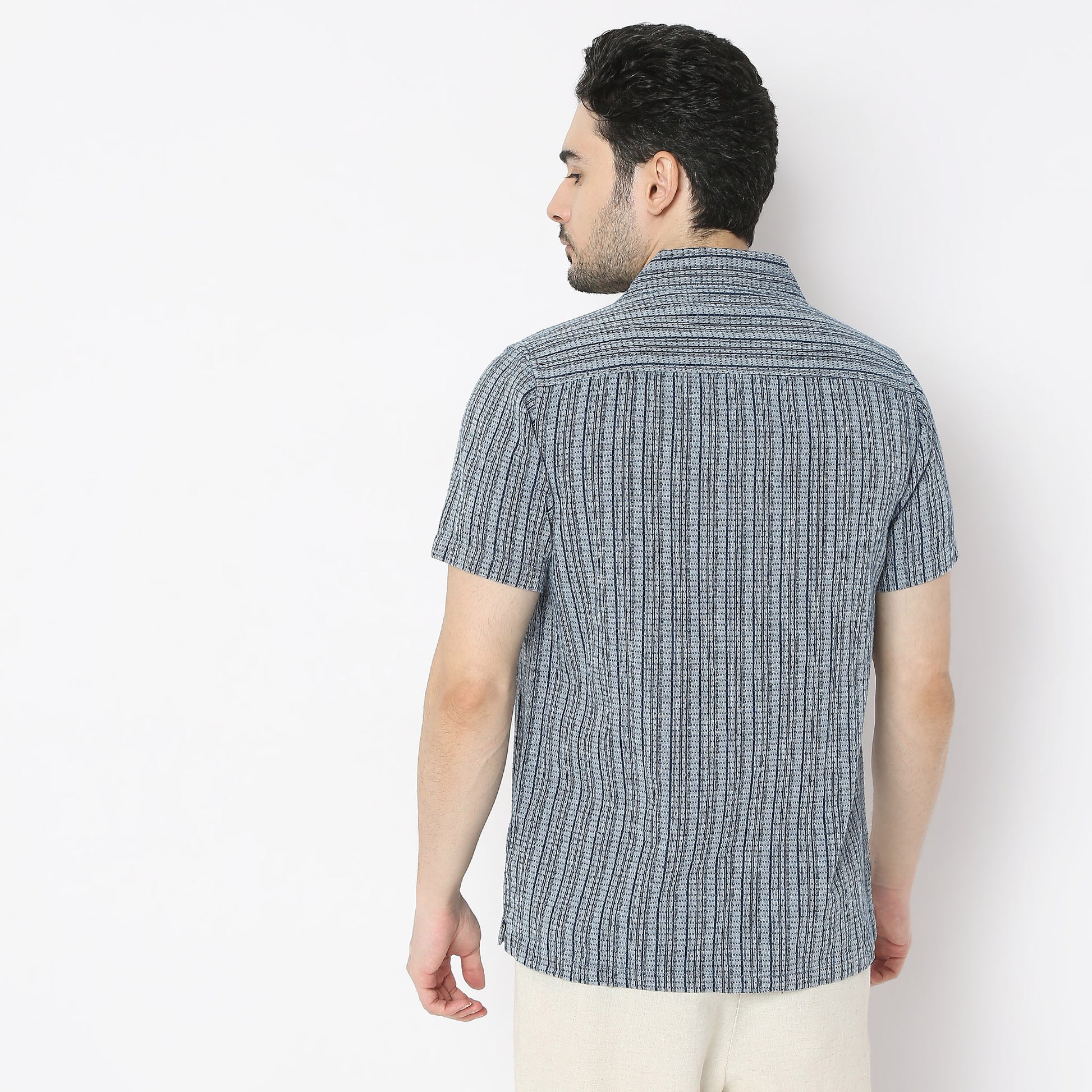 Regular Fit Checkered Camp Collar Regular Length Shirt