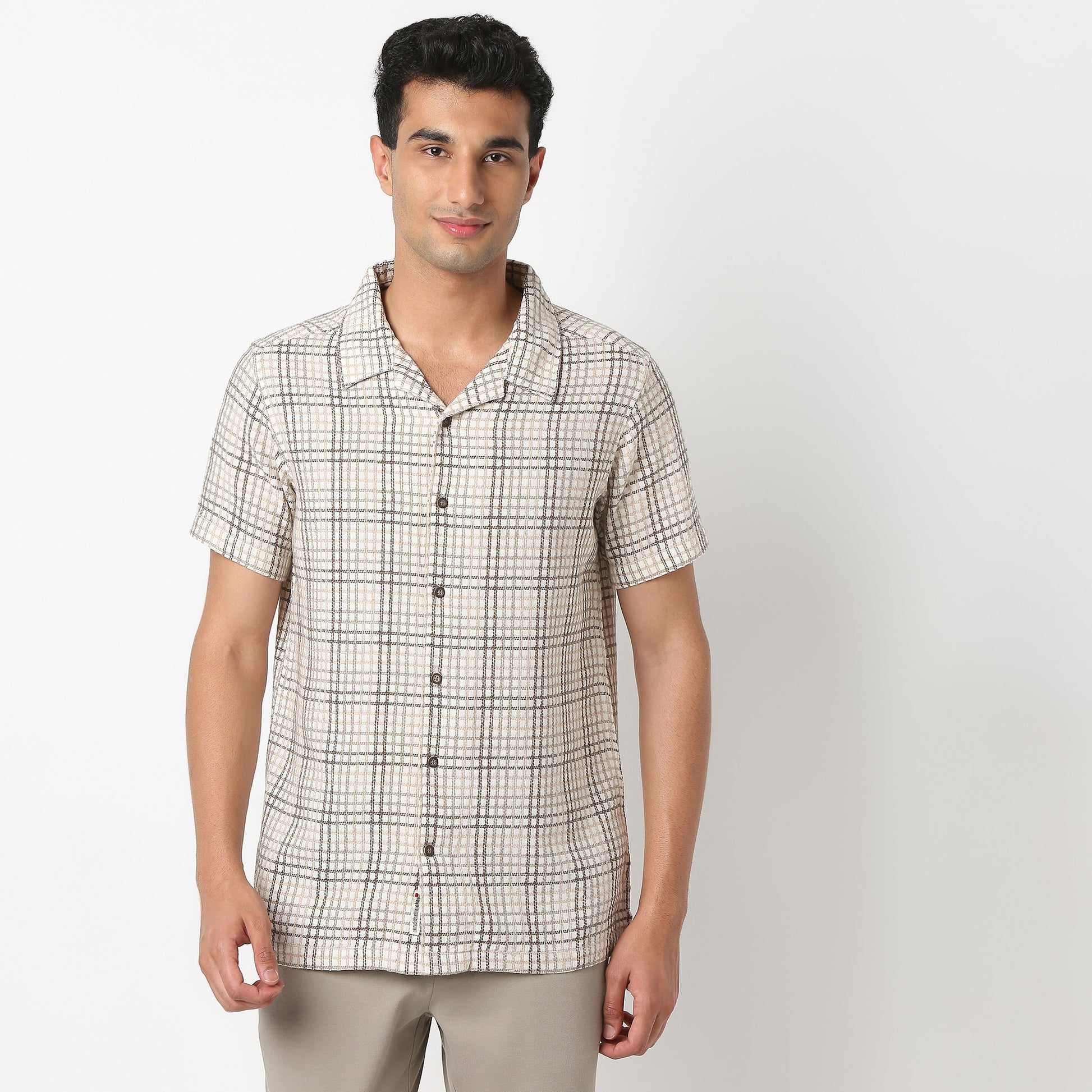Camp Collar Checkered Mood Shirt
