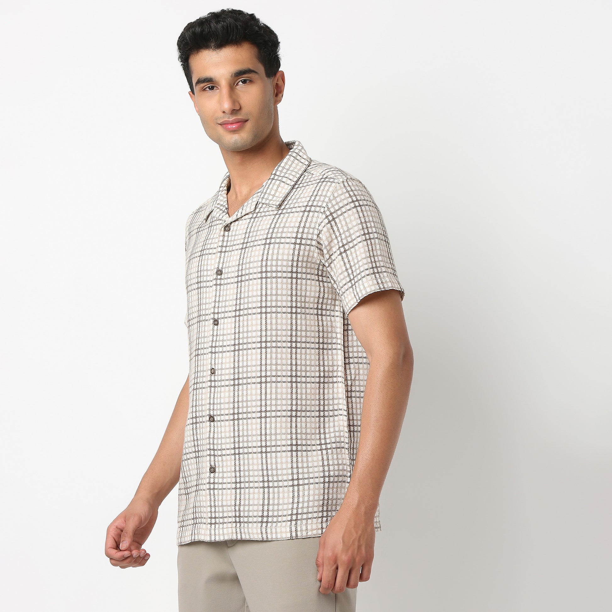 Camp Collar Checkered Mood Shirt