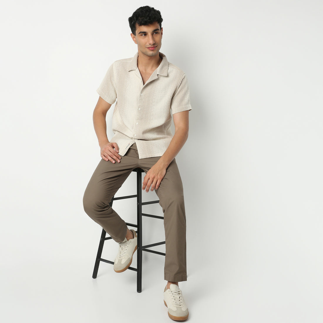 Regular Fit Solid Camp Collar Regular Length Shirt