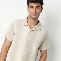 Regular Fit Solid Camp Collar Regular Length Shirt