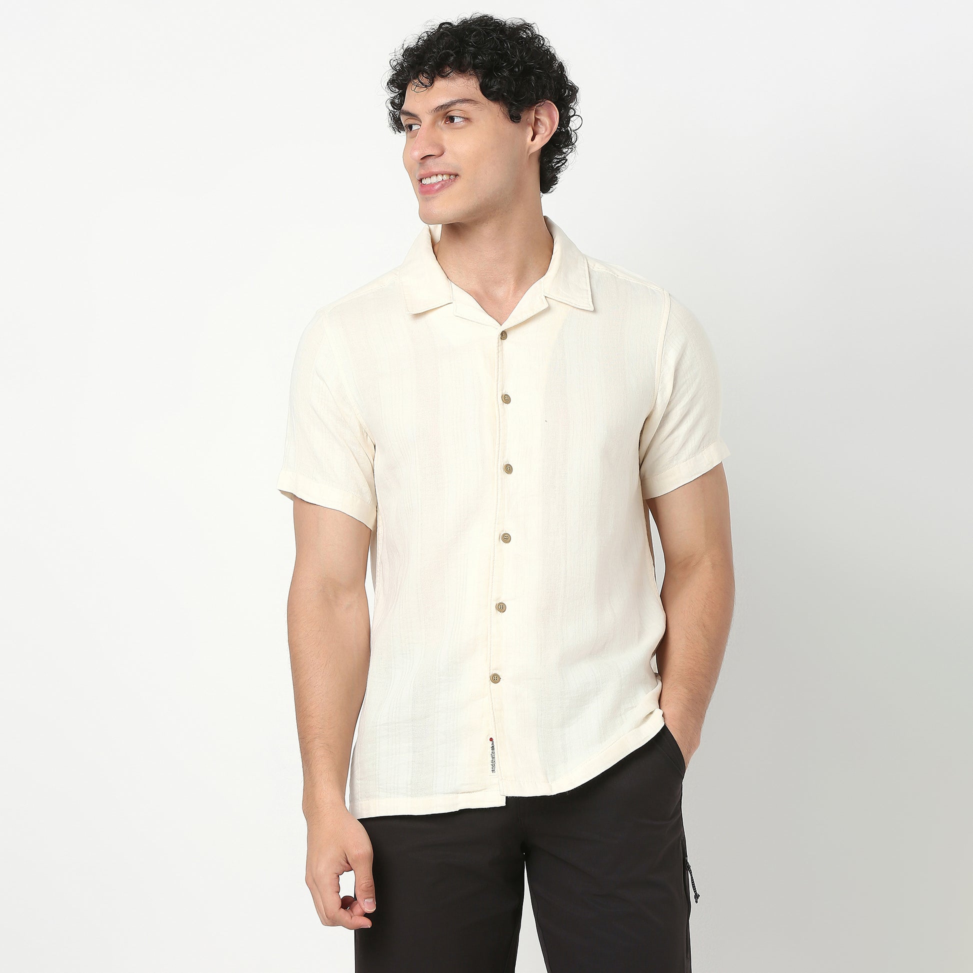 Mens Solid Cuban Shirt