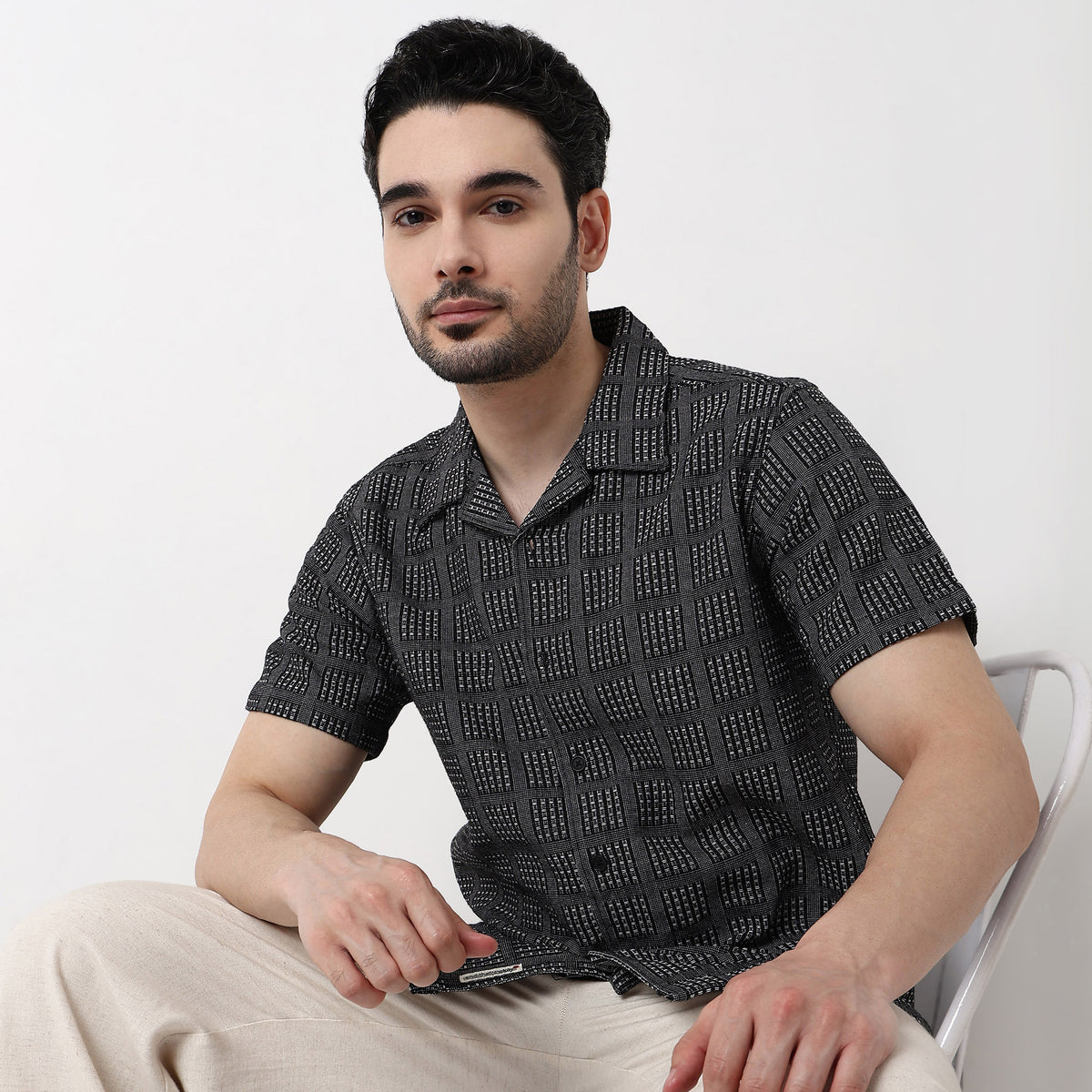 Mens Solid Cuban Shirt