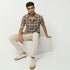 Regular Fit Checkered Camp Collar Shirt