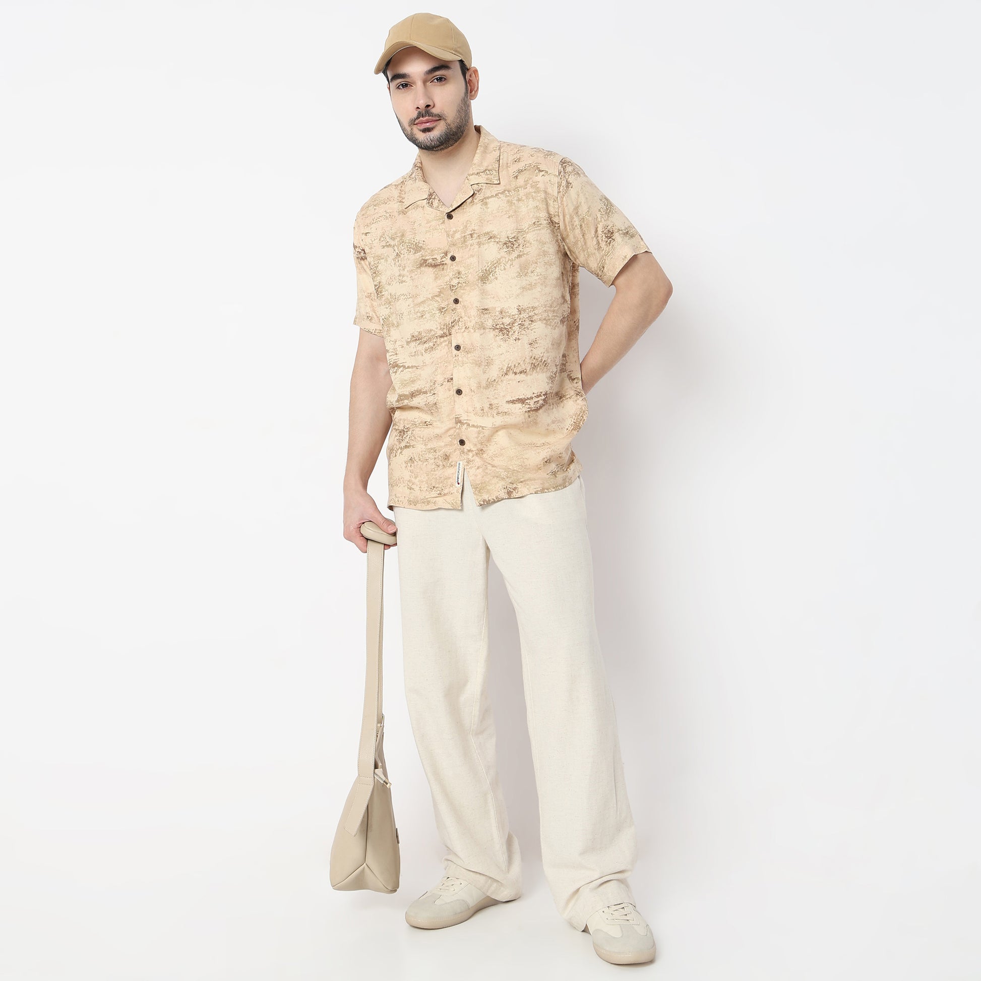 Regular Fit Printed Camp Collar Shirt